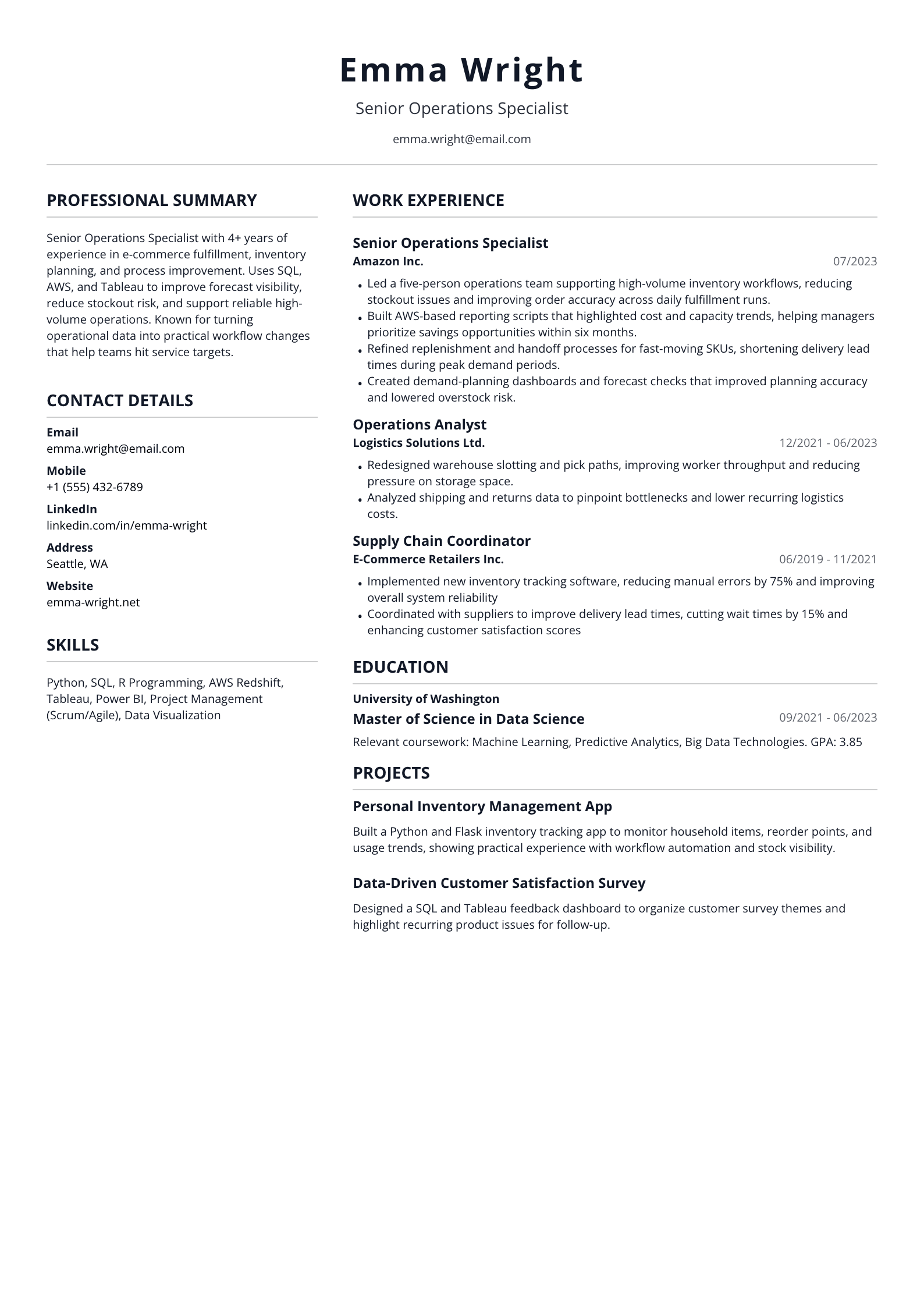 Senior Operations Specialist