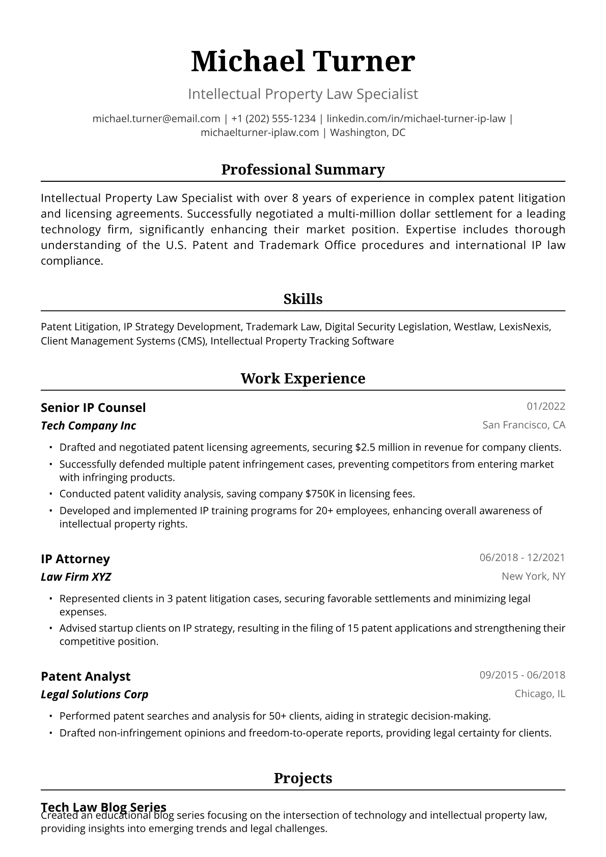 Attorney Resume Example