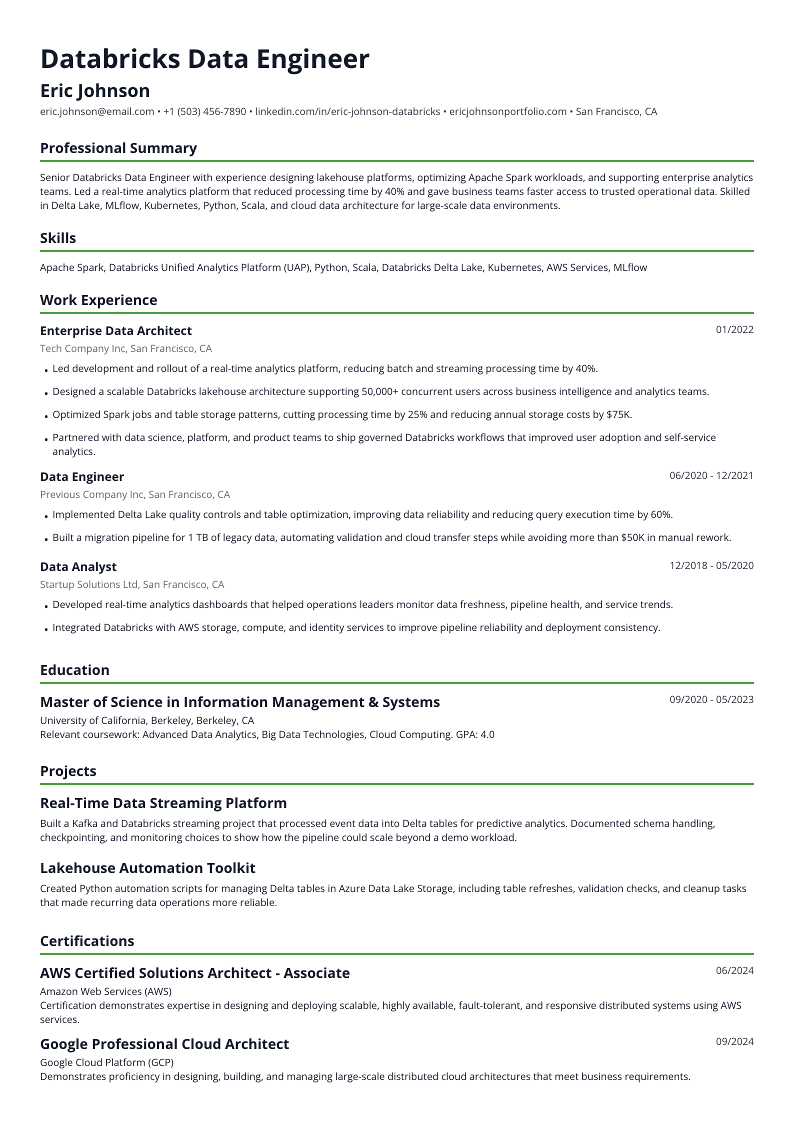 Databricks Data Engineer