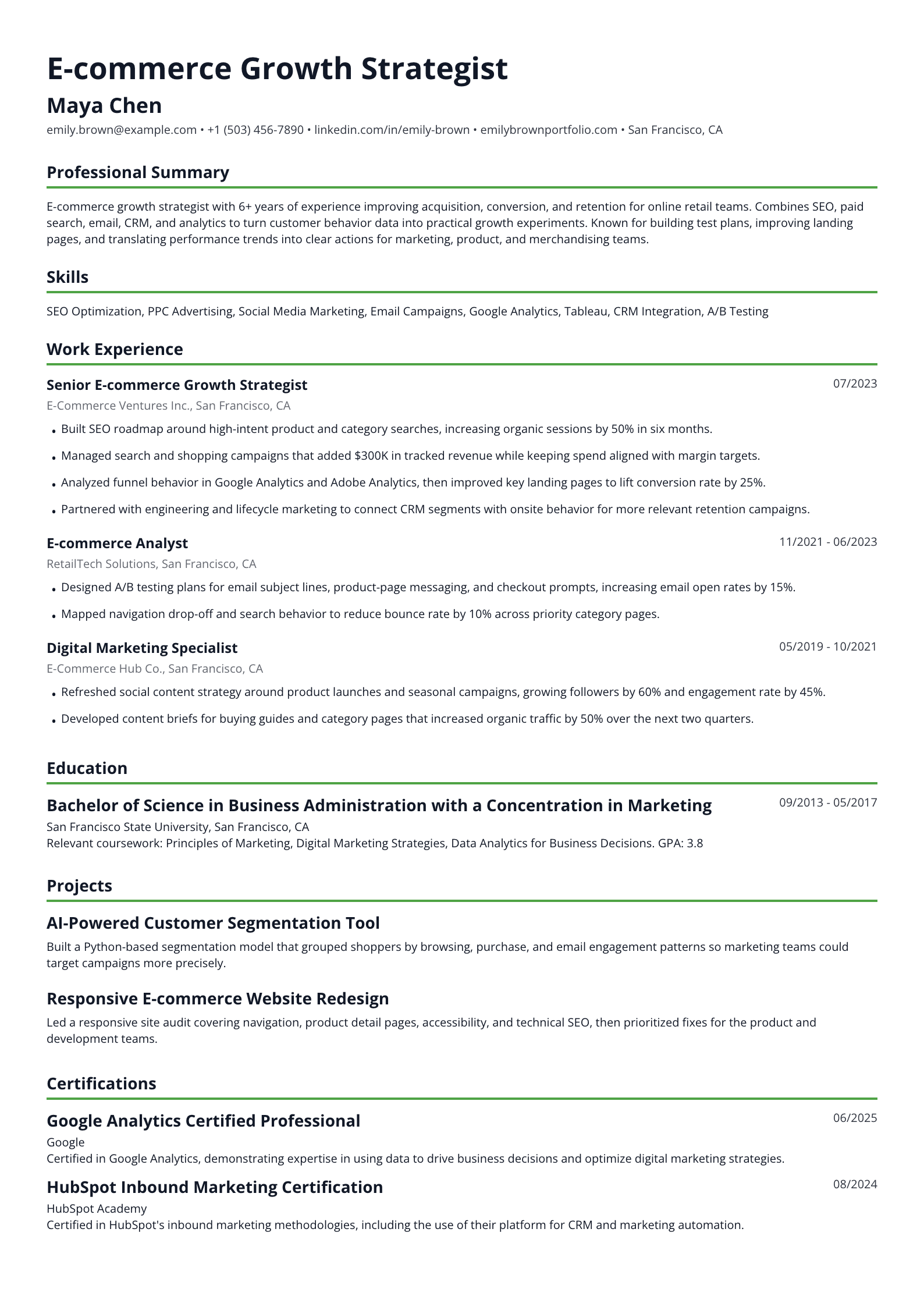 E-commerce Growth Strategist