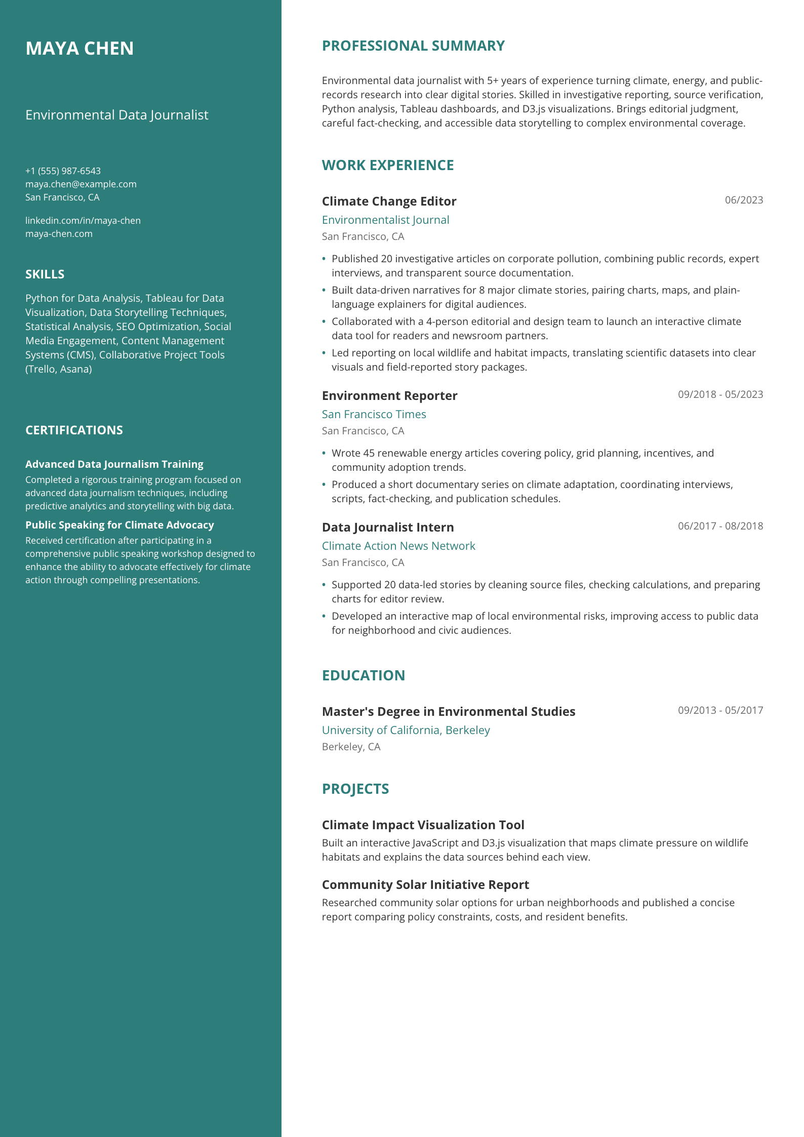 Environmental Data Journalist