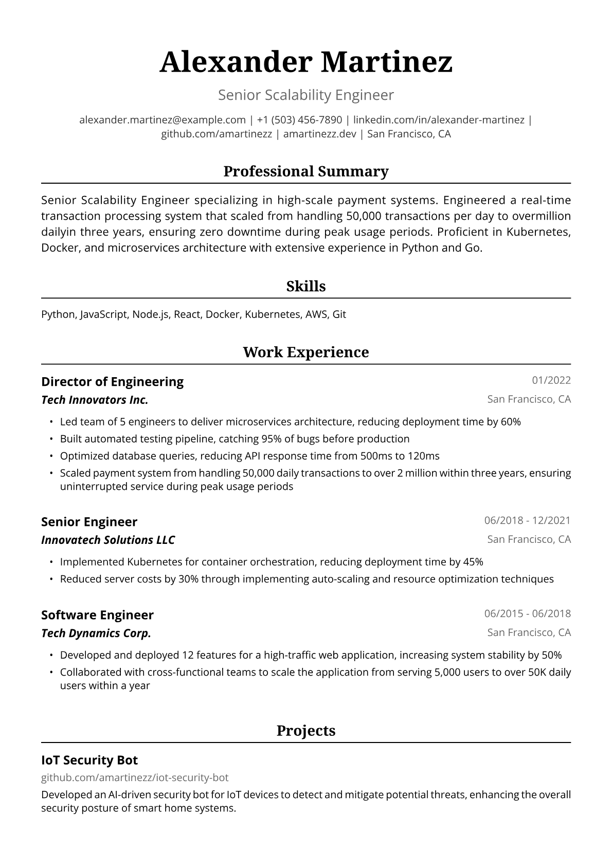 Engineering Resume Example