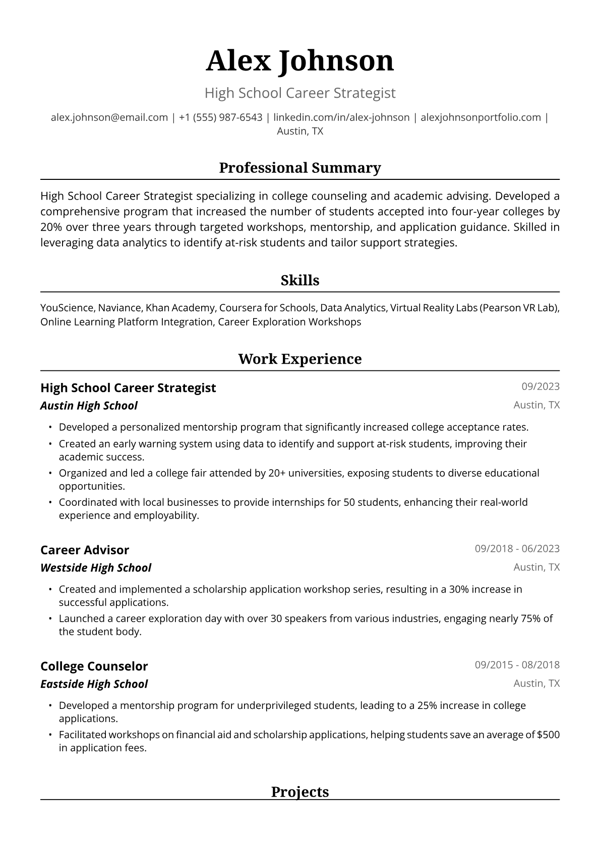 High School Resume Example