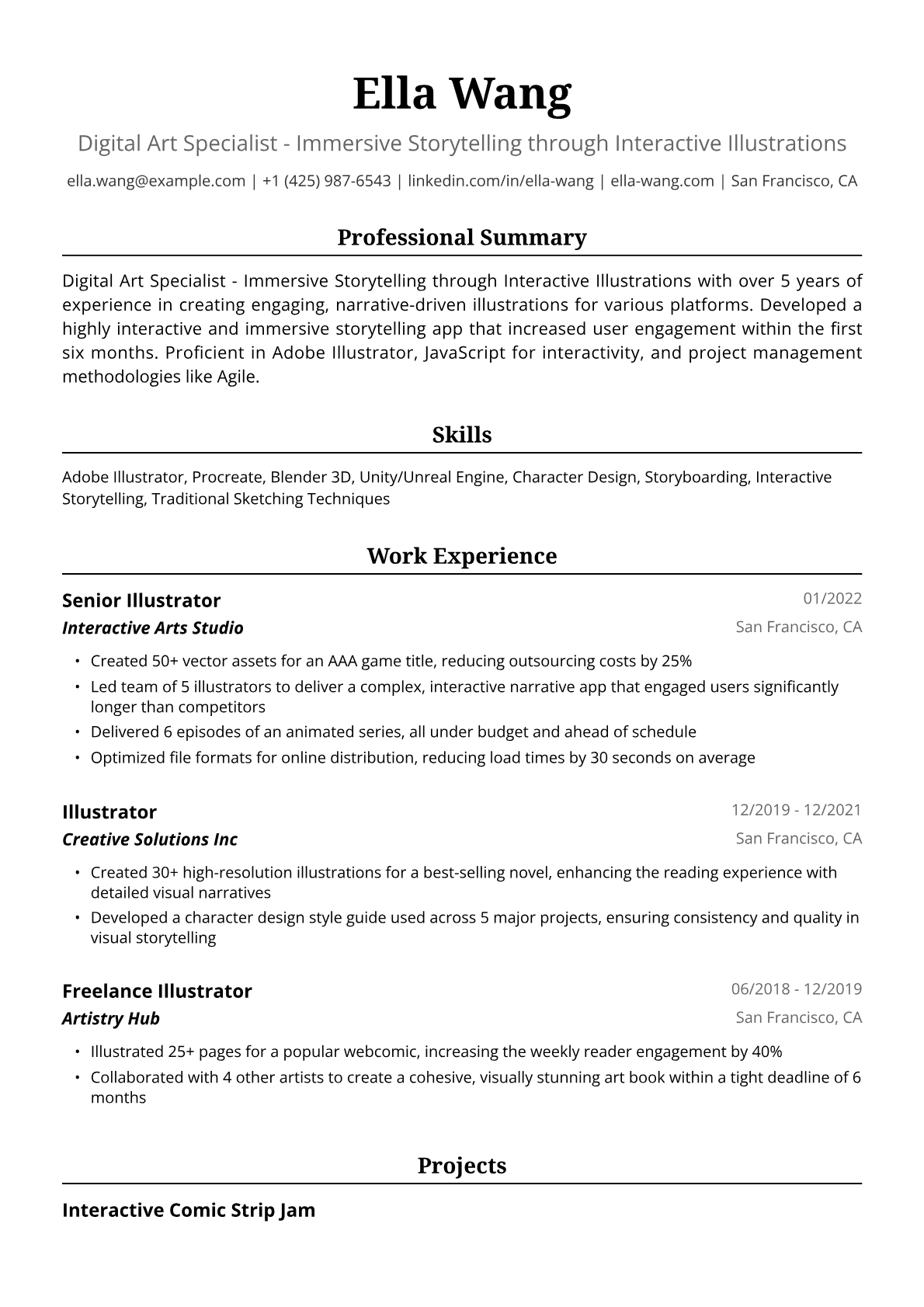 Illustration Resume Example