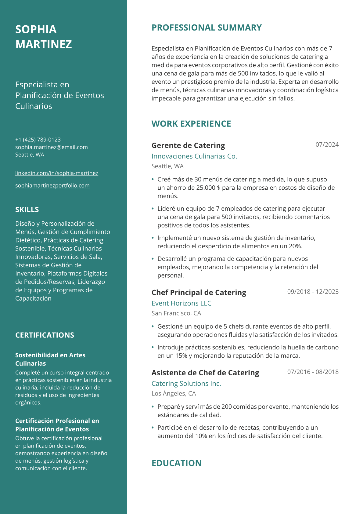Gerente de catering