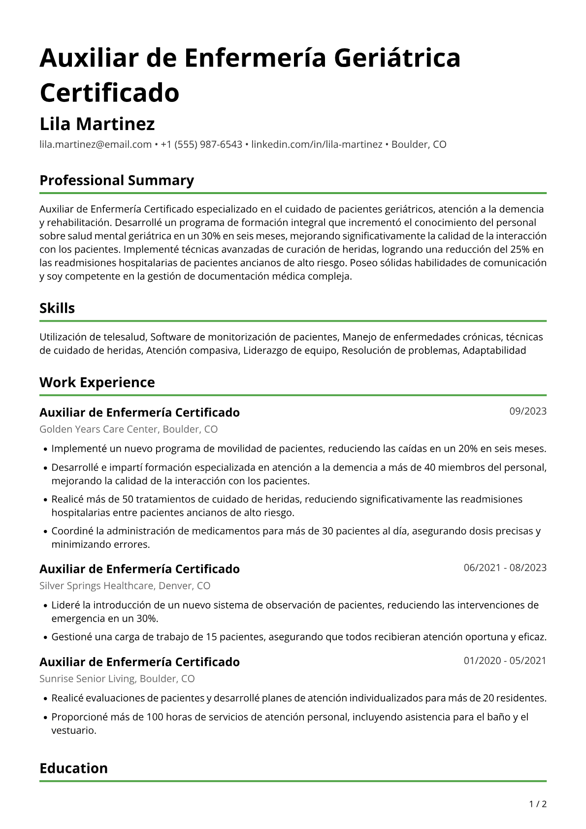 Auxiliar de enfermería