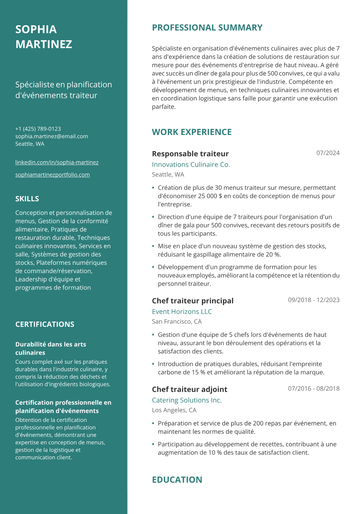Responsable traiteur