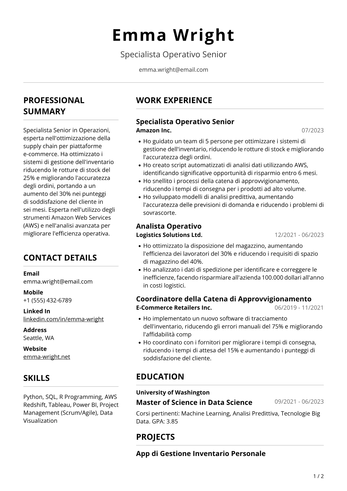 Specialista senior operations