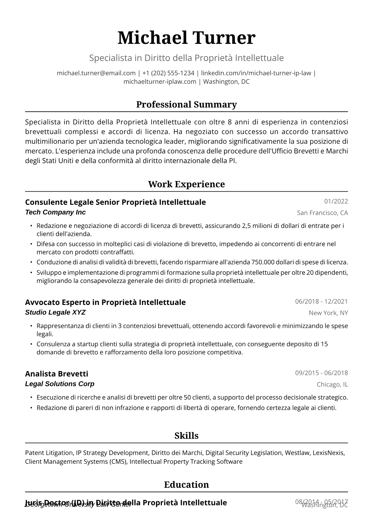 Esempio Curriculum Avvocata