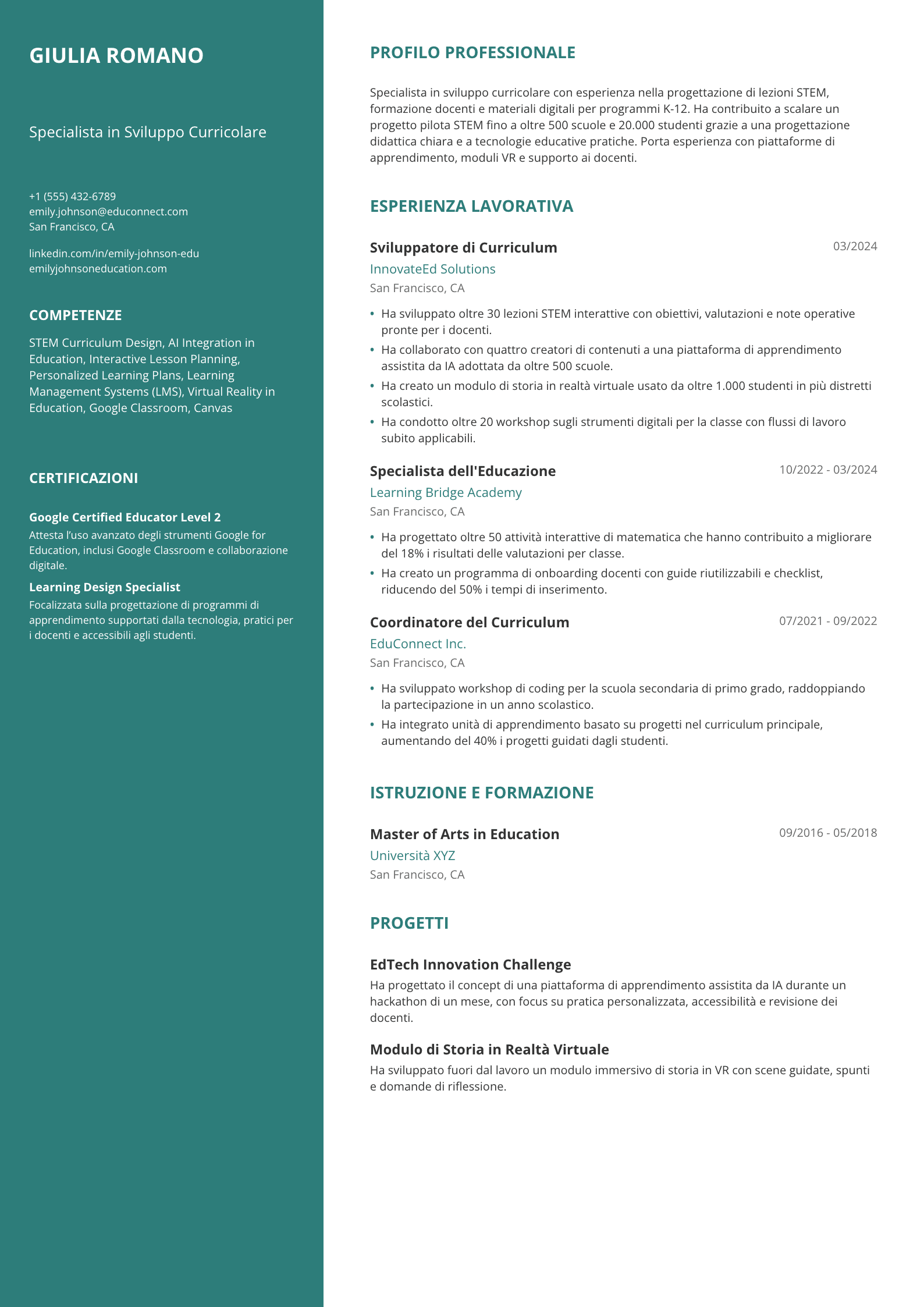 Specialista in Sviluppo Curricolare