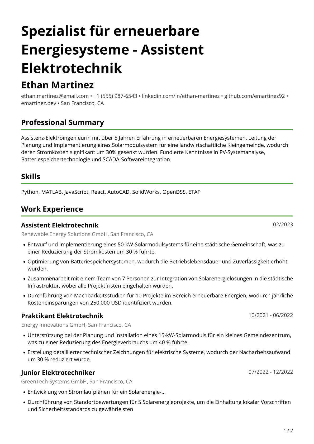 Assistenzingenieurin Elektrotechnik