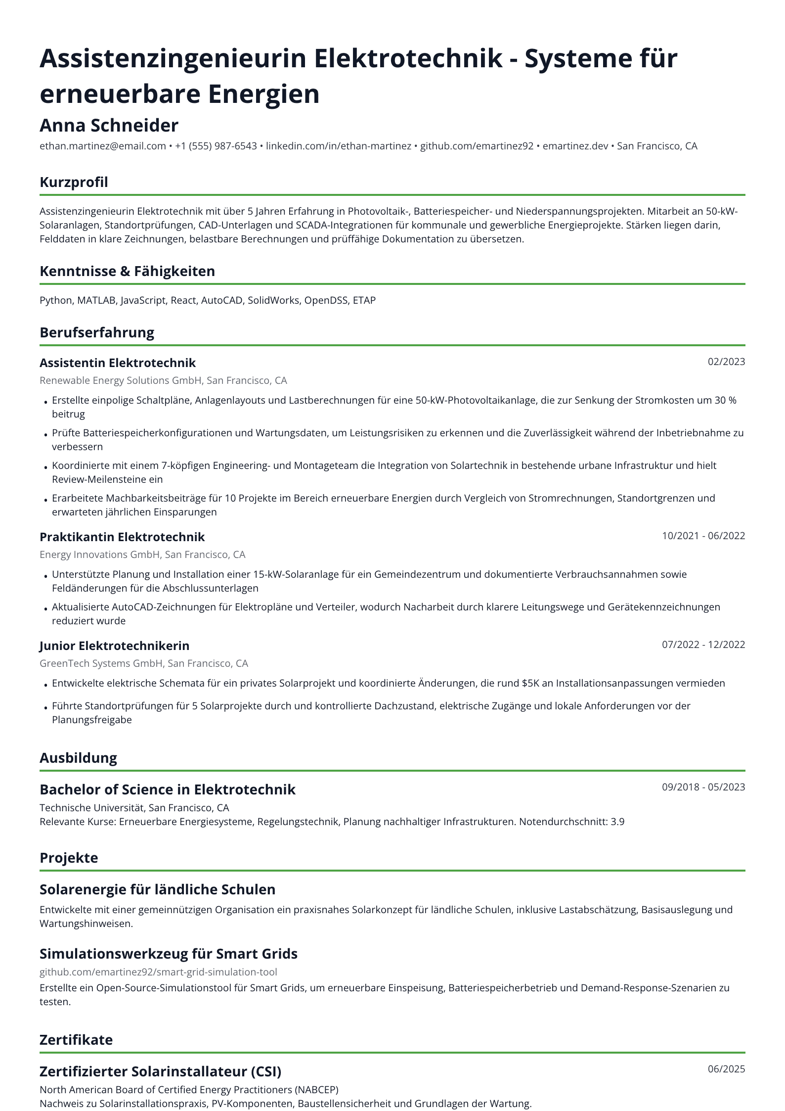 Assistenzingenieurin Elektrotechnik
