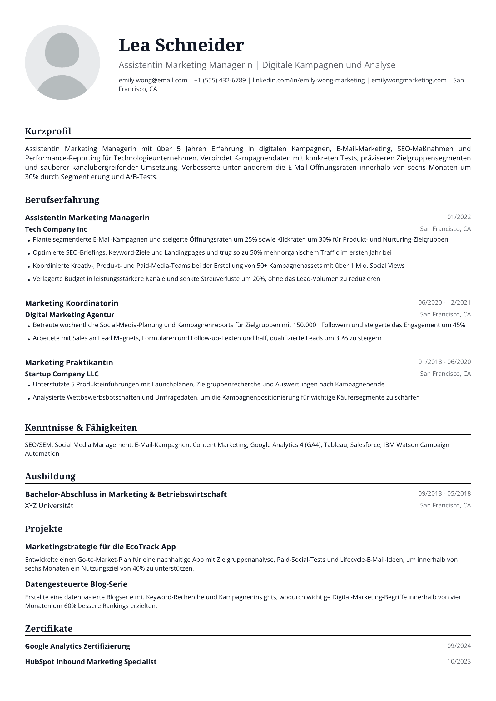 Assistentin Marketing Managerin