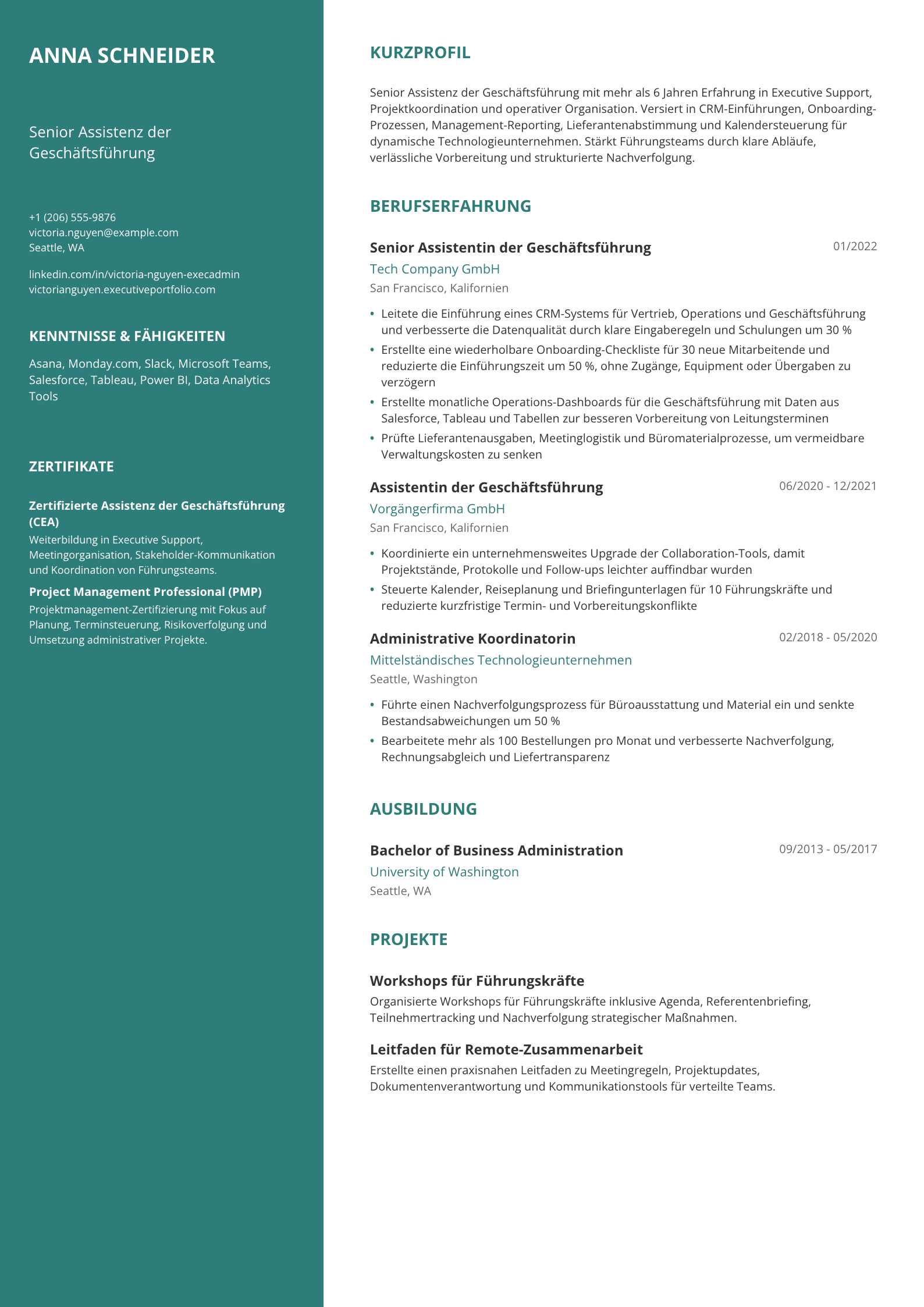 Assistenz der Geschäftsführung