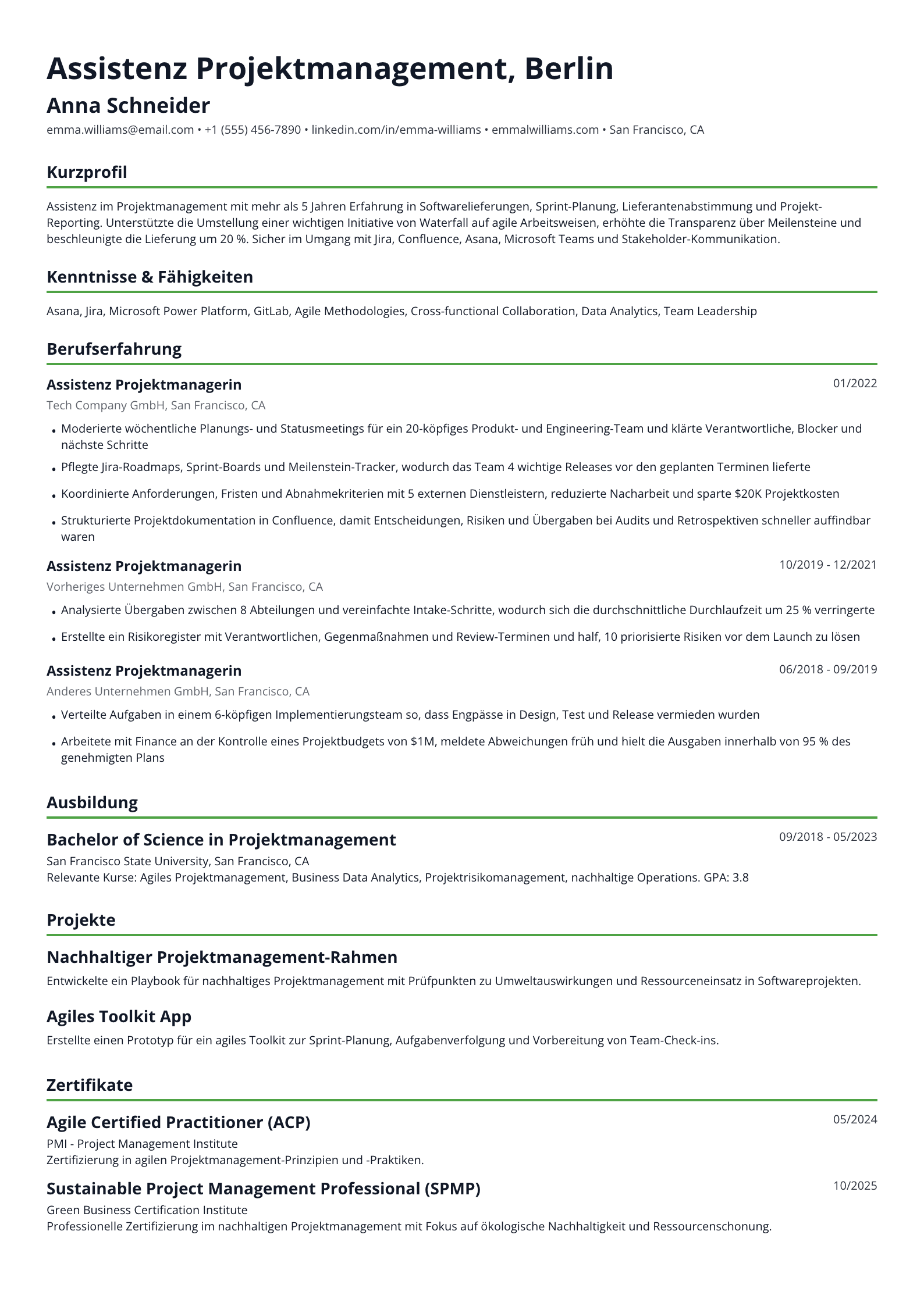 Assistenz Projektmanagement