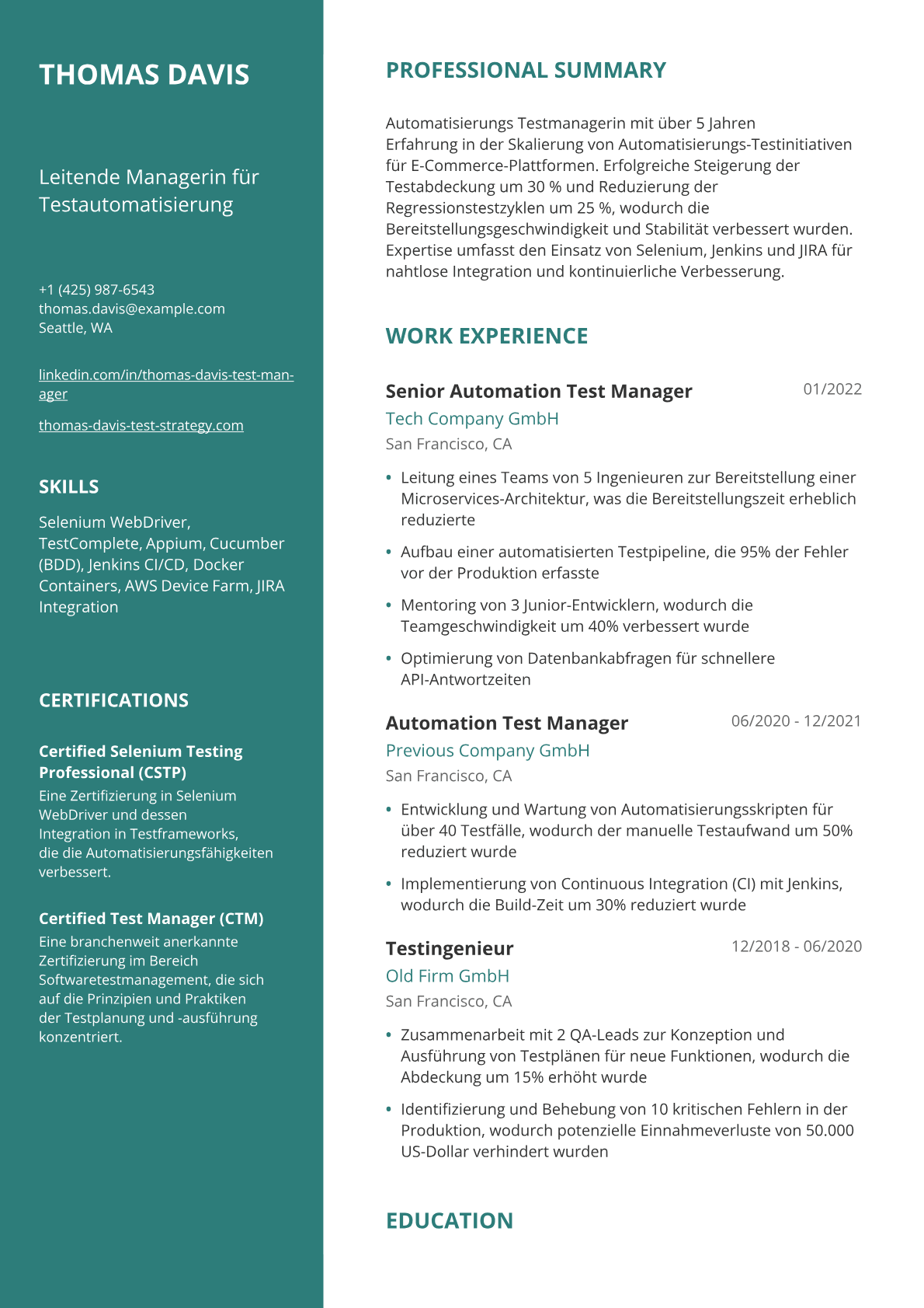Testautomatisierungsmanagerin