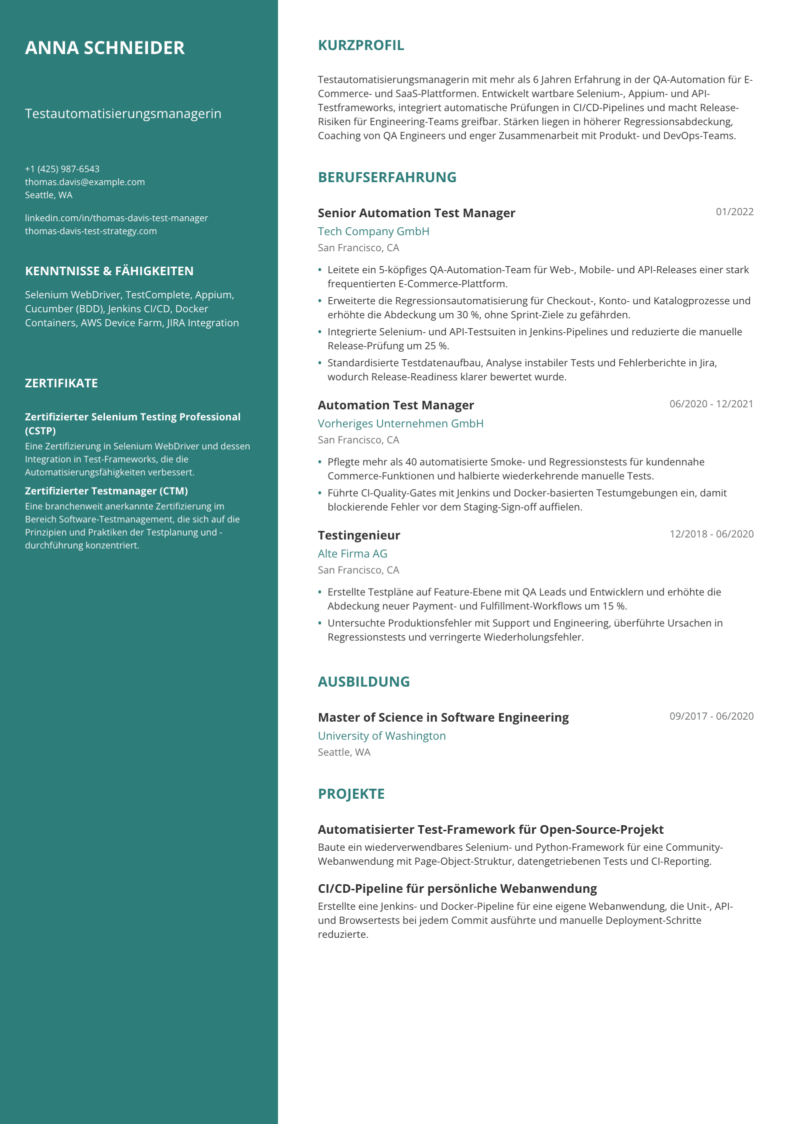 Testautomatisierungsmanagerin