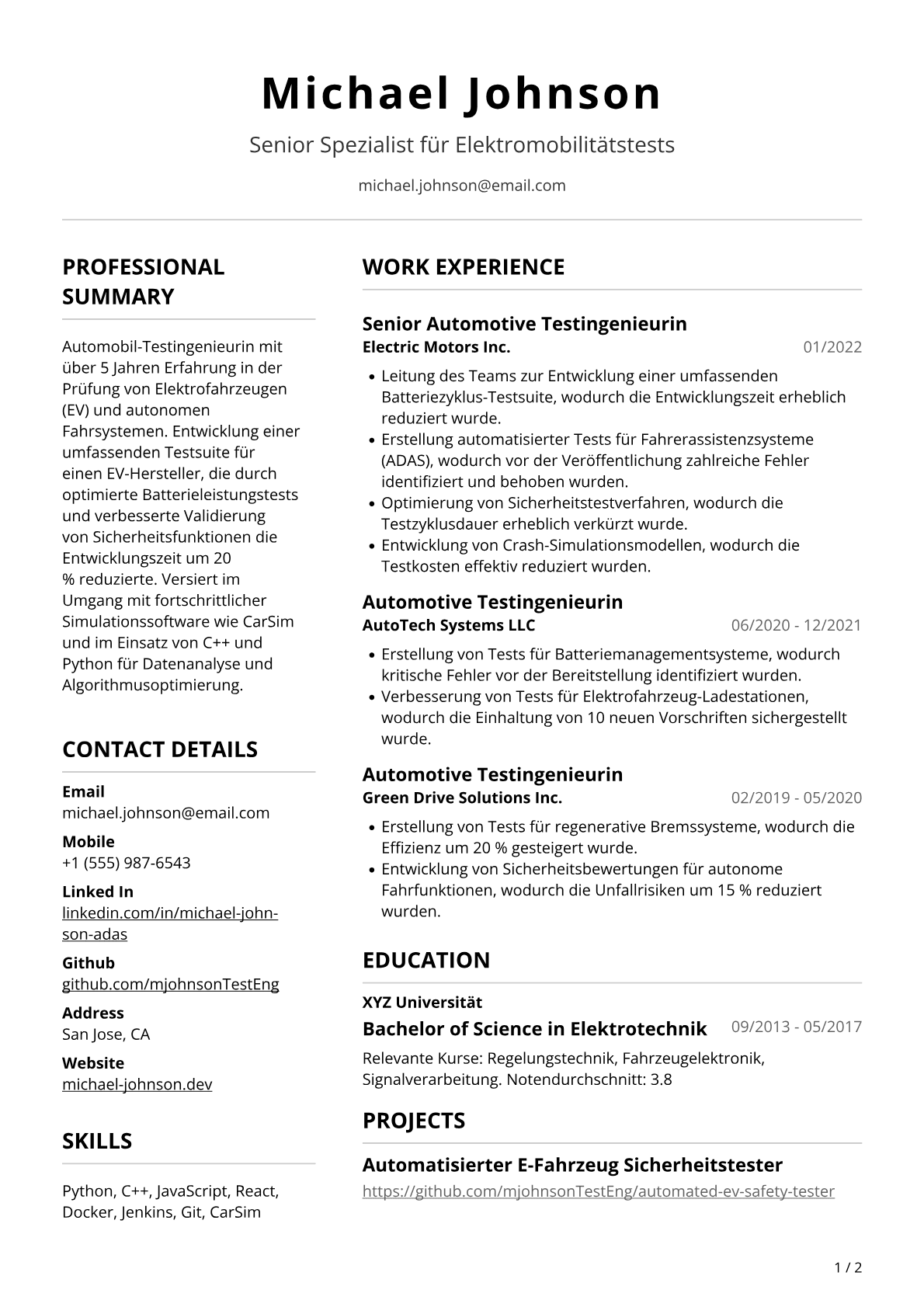 Automobil-Testingenieurin
