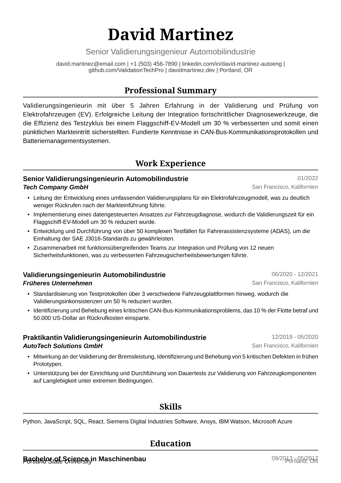 Validierungsingenieurin Automobilindustrie