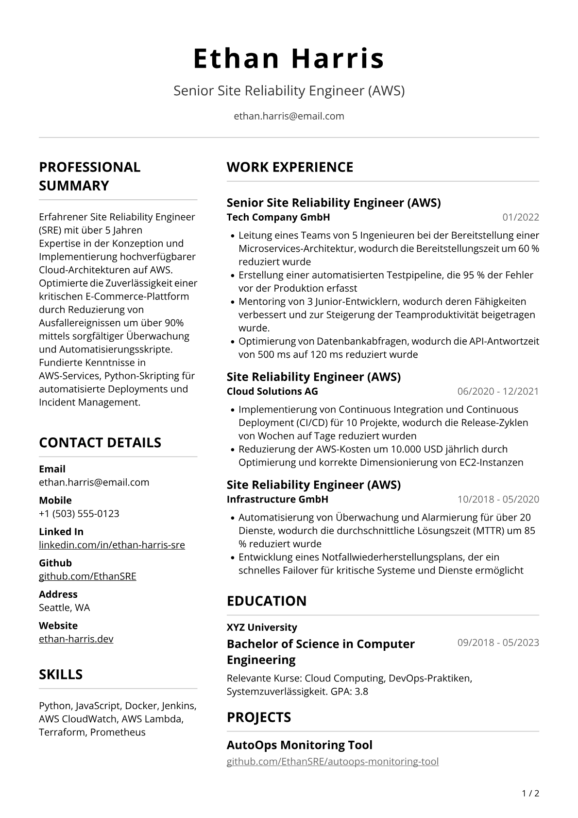 AWS Site Reliability Engineer