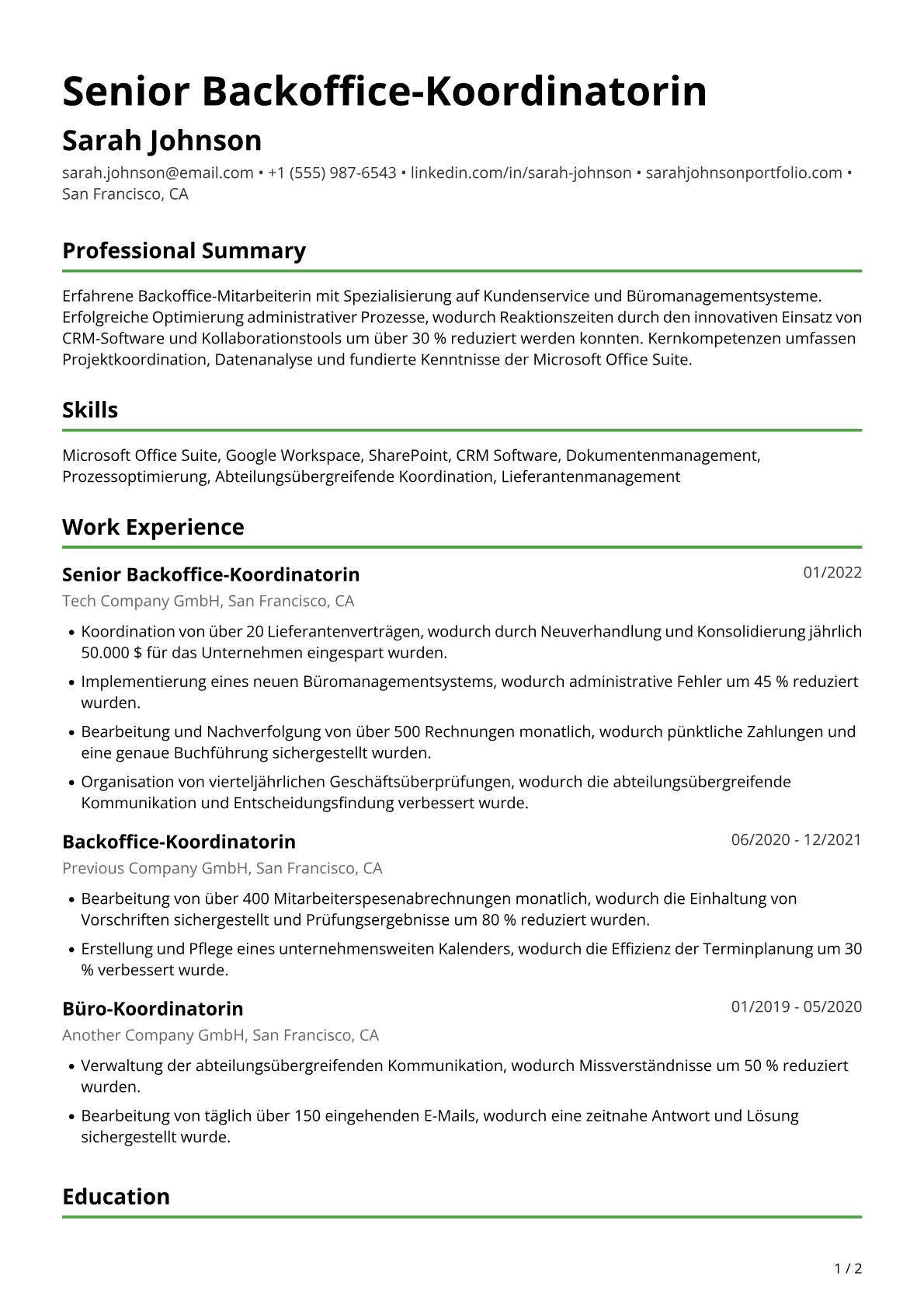 Backoffice-Mitarbeiterin