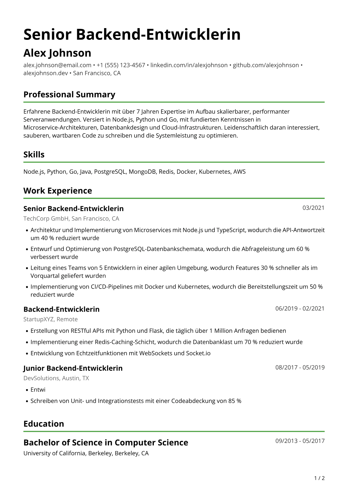 Backend-Entwicklerin