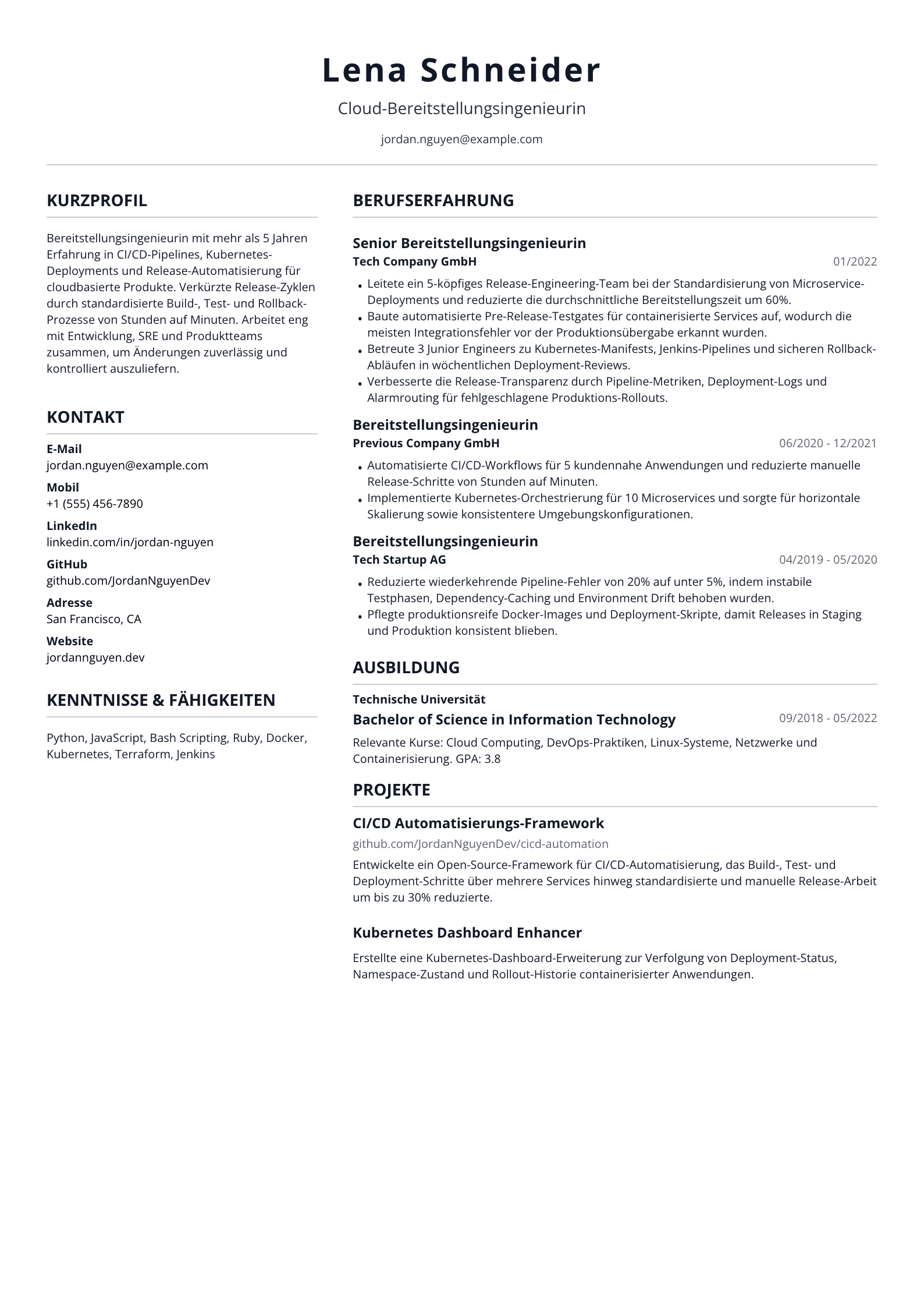 Bereitstellungsingenieurin