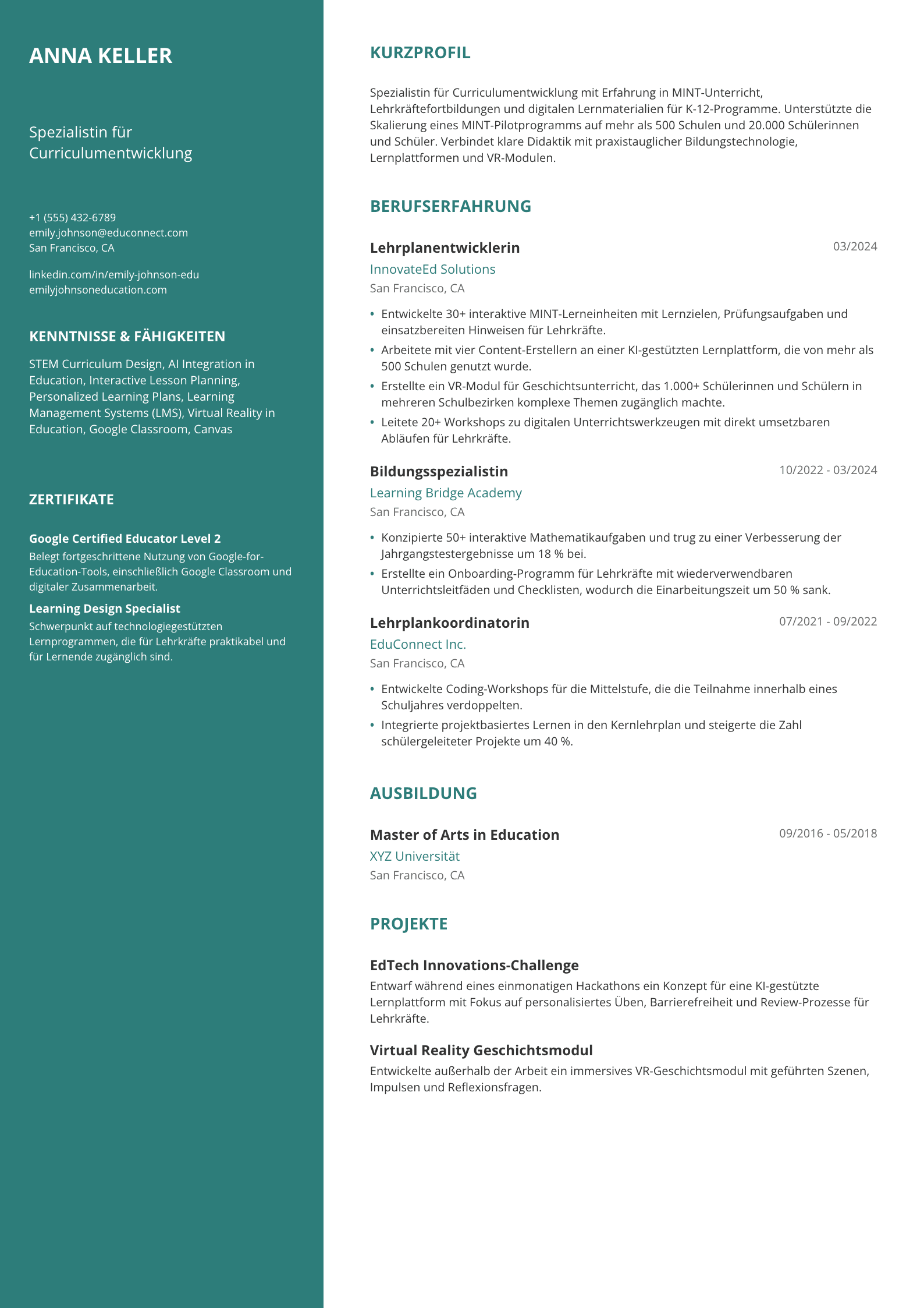 Spezialistin für Curriculumentwicklung