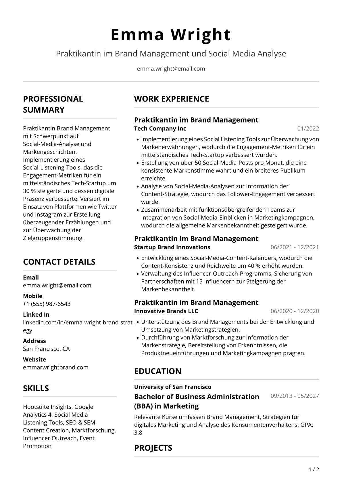 Praktikantin im Brand Management
