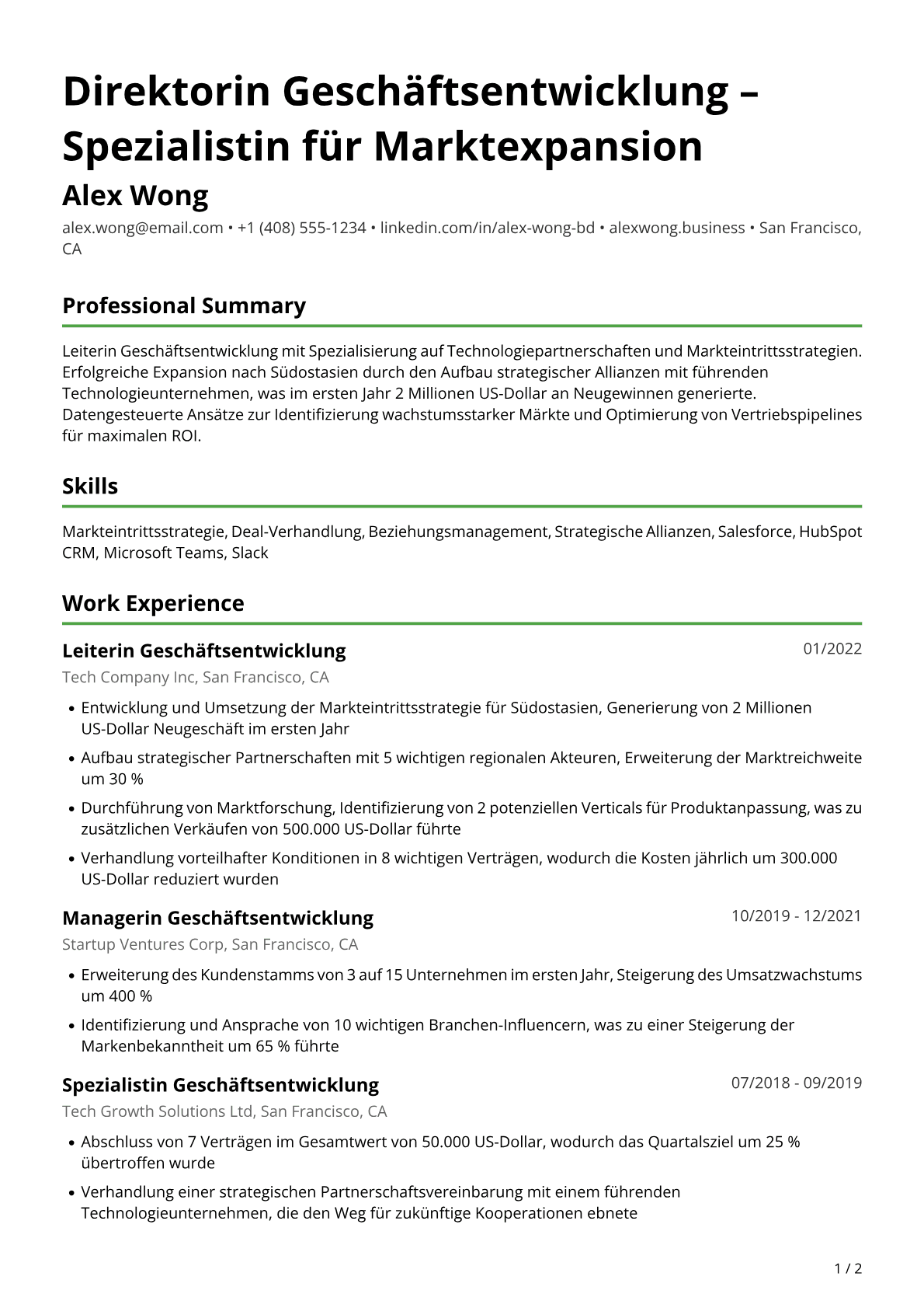 Leiterin Geschäftsentwicklung