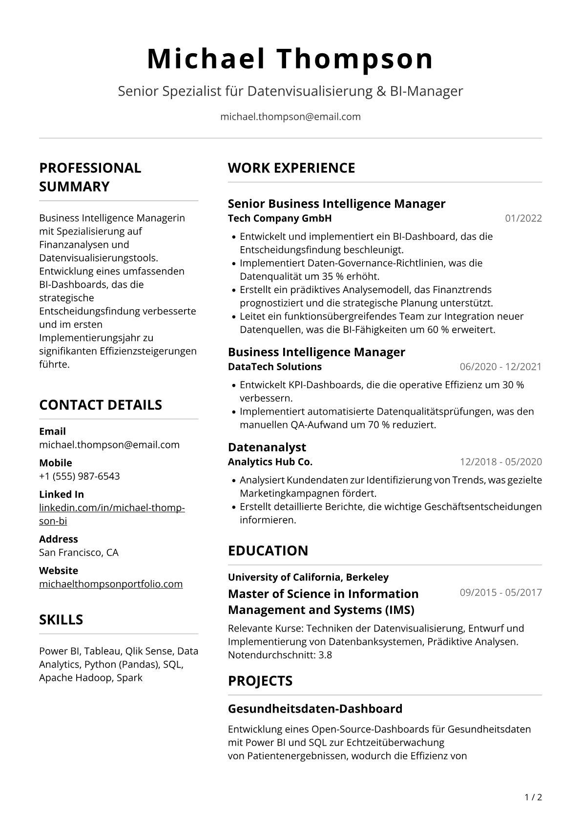 Business Intelligence Managerin