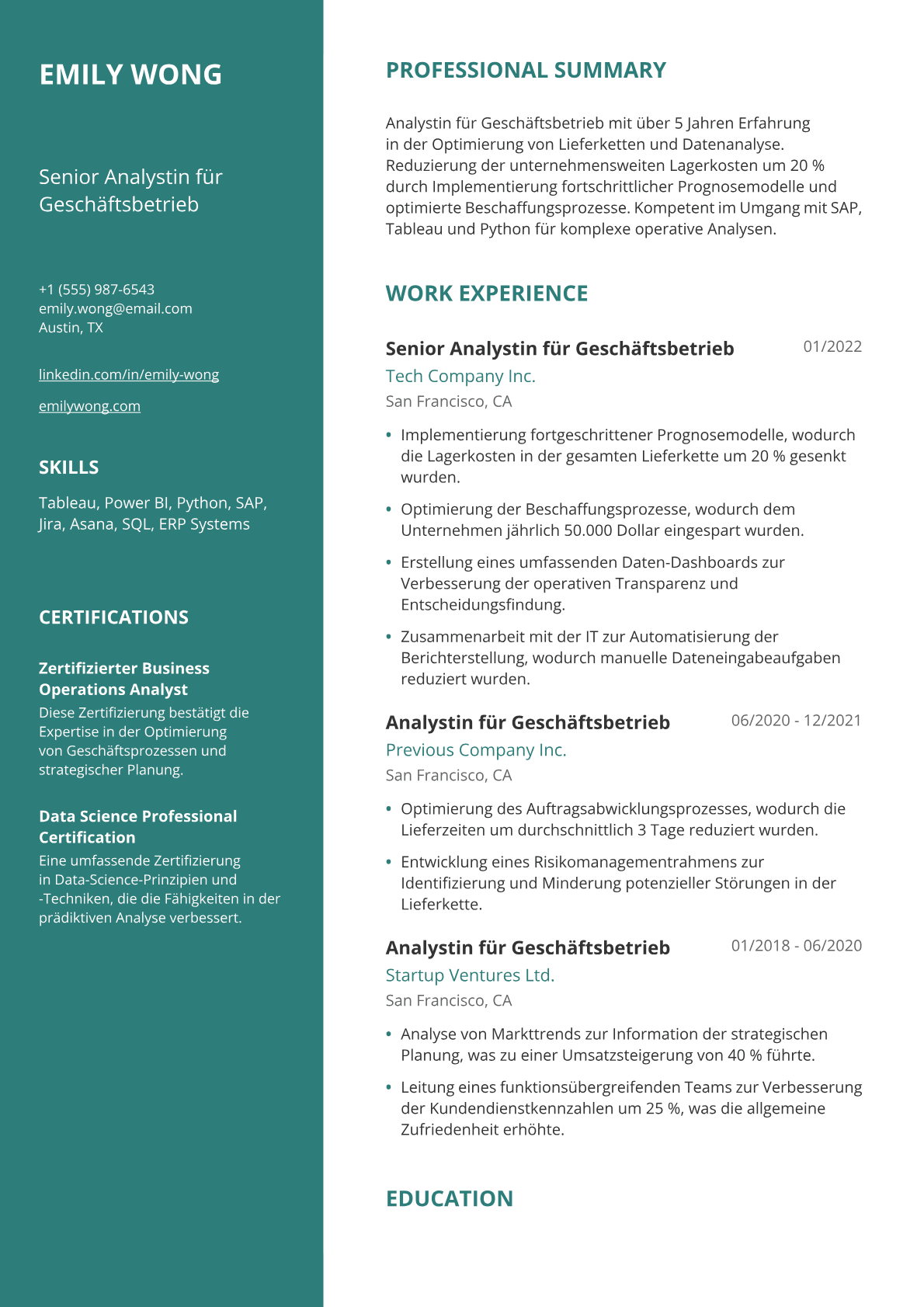 Analystin für Geschäftsbetrieb