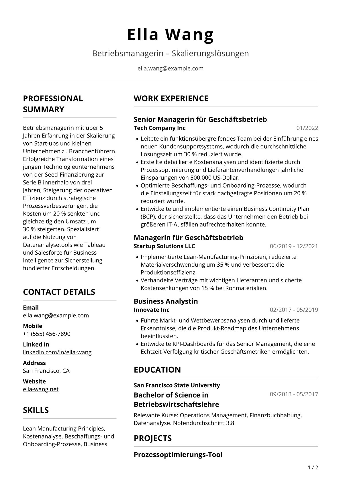 Business Operations Managerin