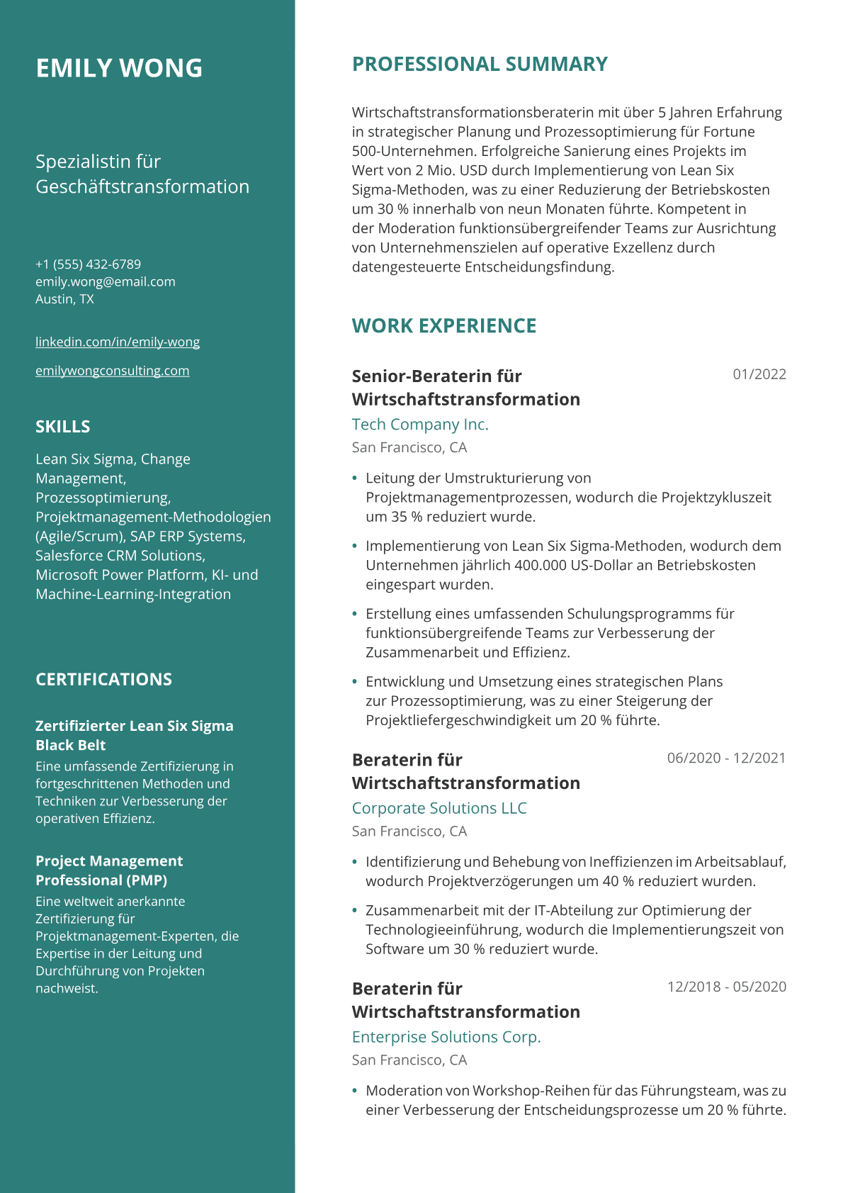 Wirtschaftstransformationsberaterin