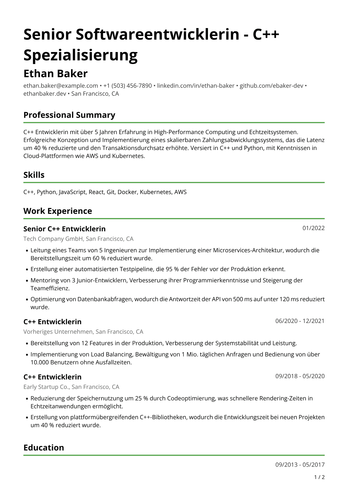 C++ Entwicklerin