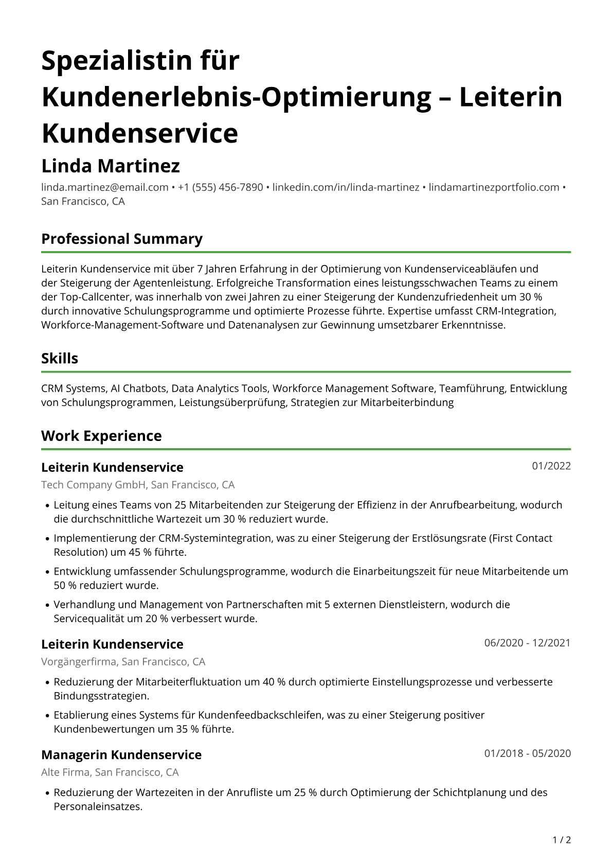 Leiterin Kundenservice