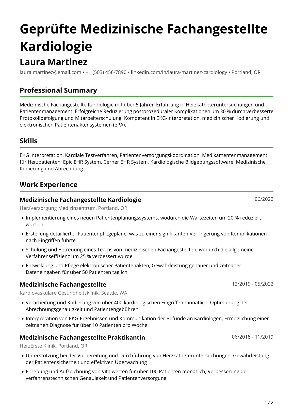 Medizinische Fachangestellte Kardiologie