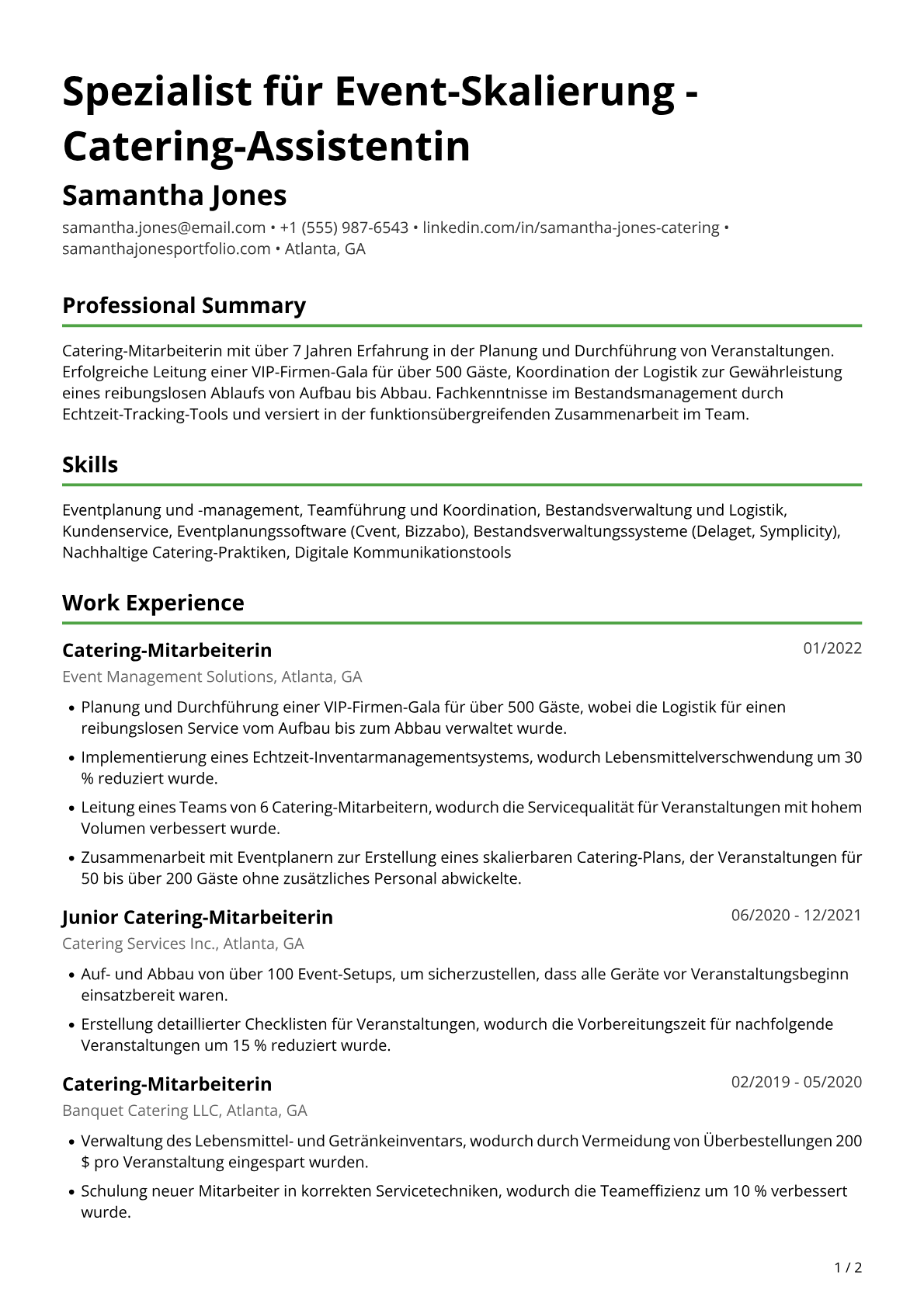 Catering-Mitarbeiterin