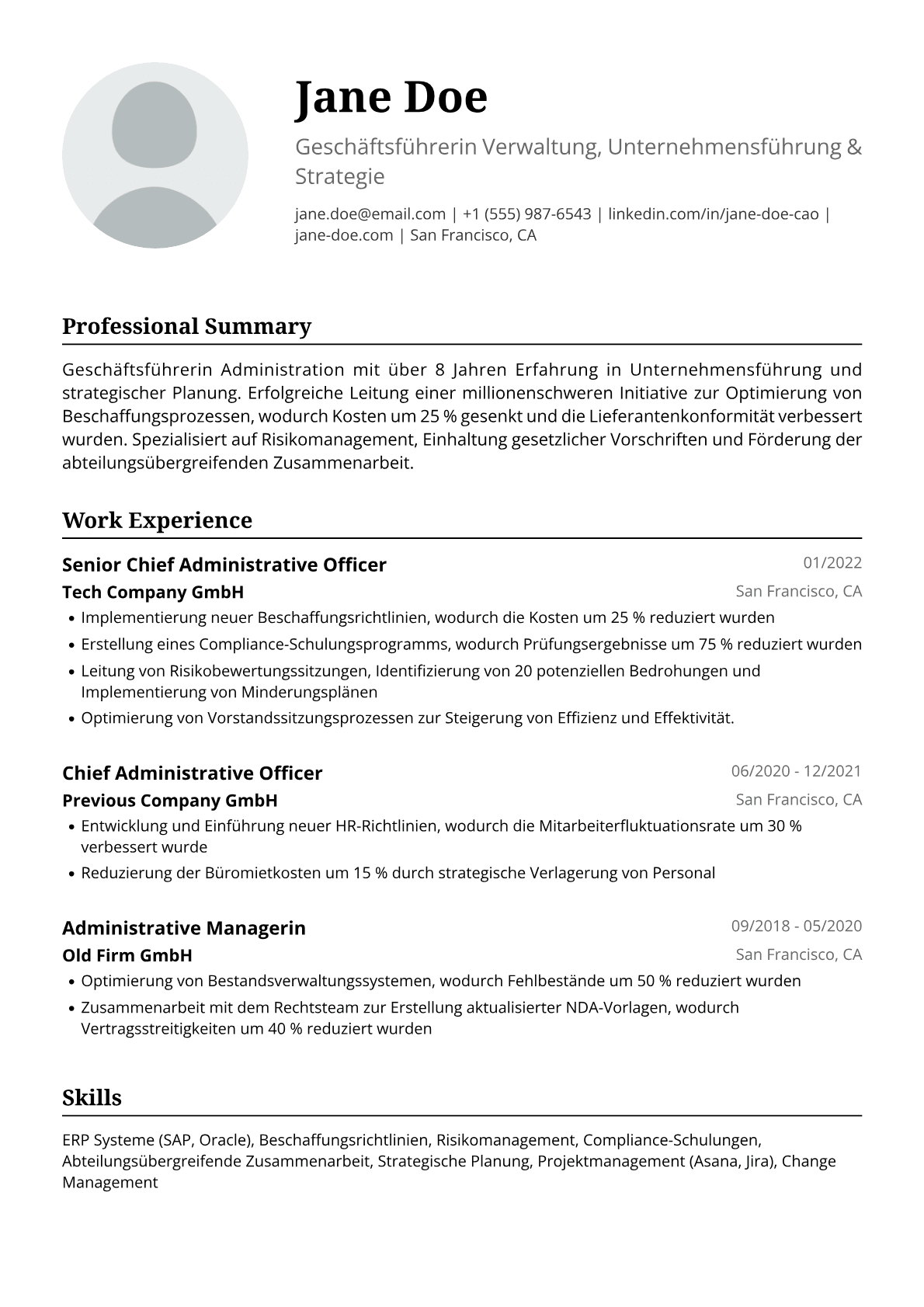 Geschäftsführerin Administration