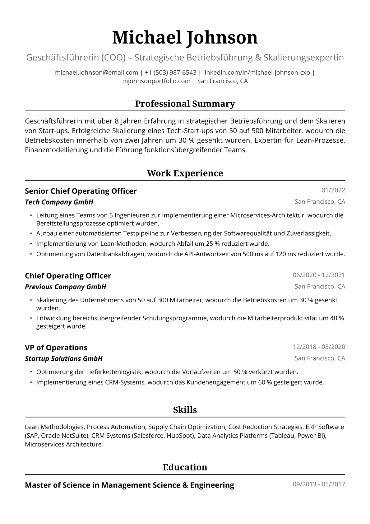 Chief Operating Officer