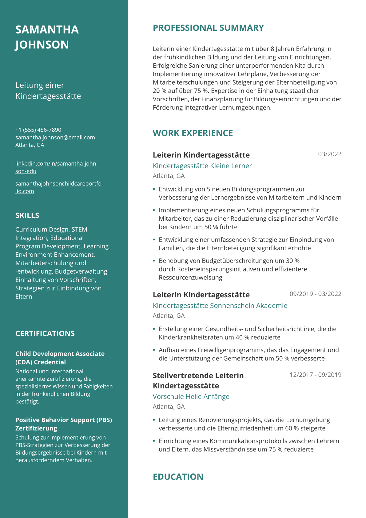 Leiterin Kindertagesstätte
