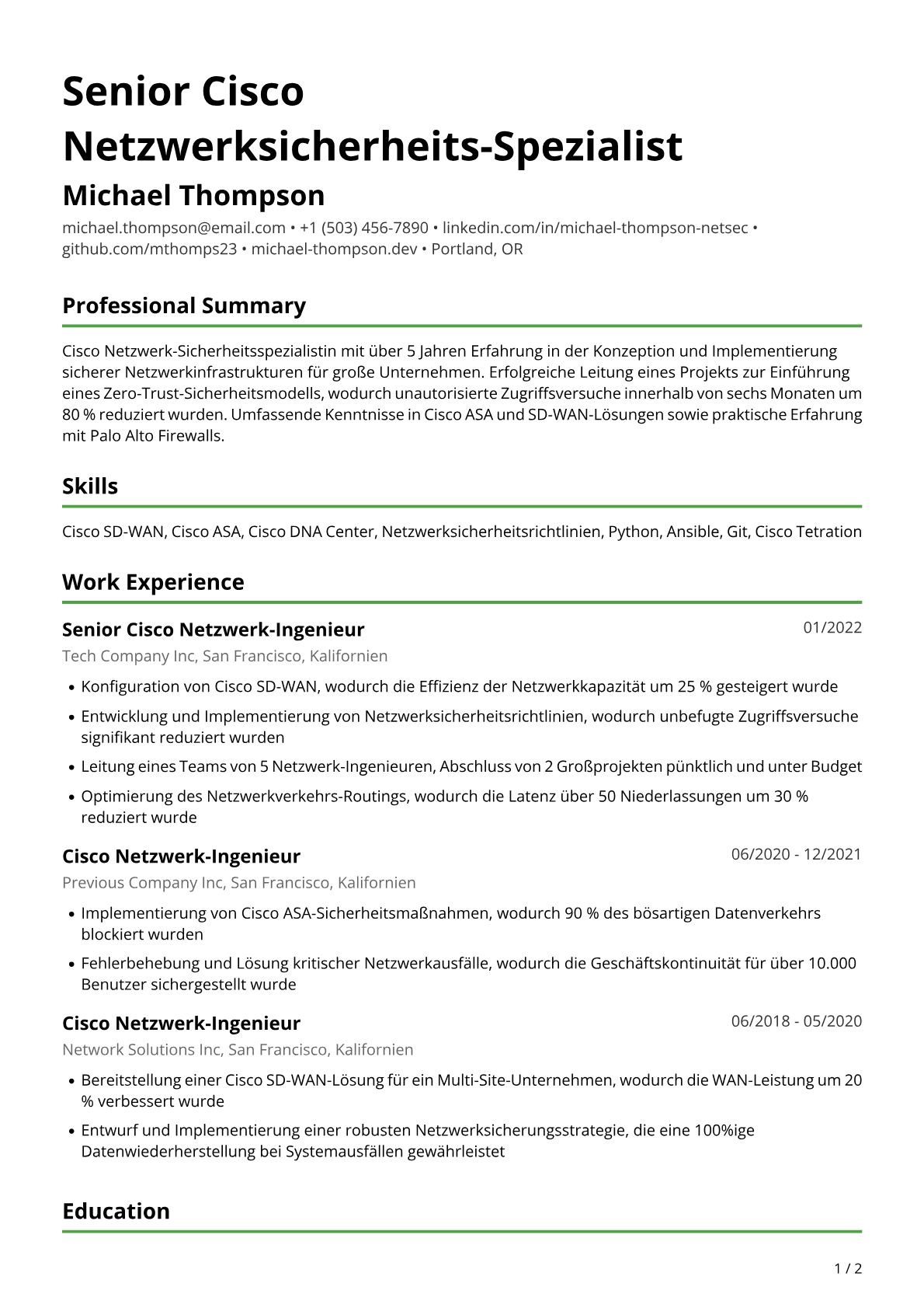 Cisco Netzwerkingenieurin