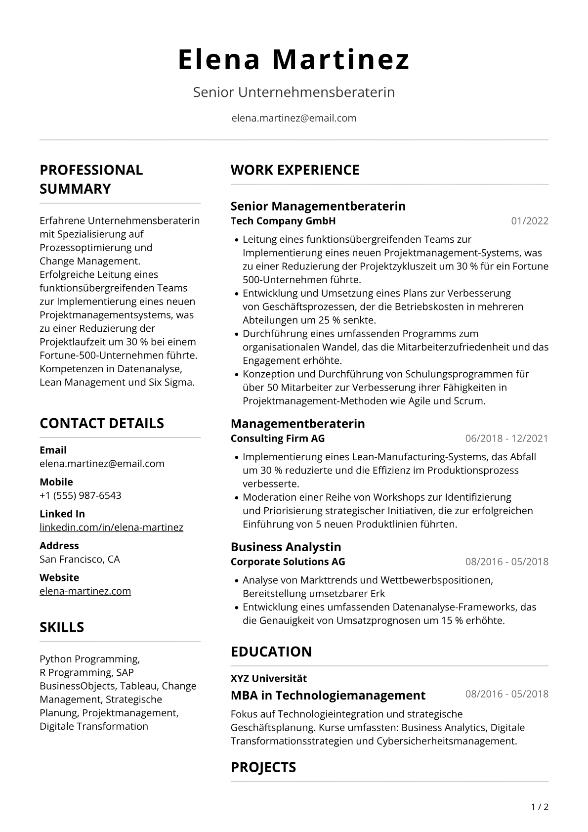 Senior Unternehmensberaterin