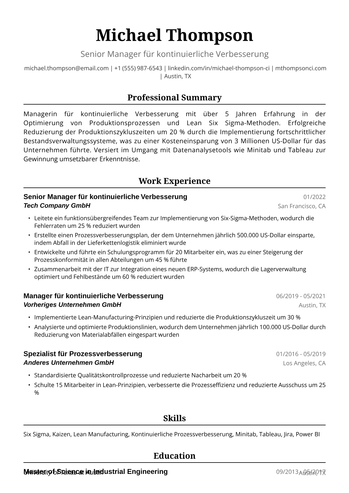 Managerin für kontinuierliche Verbesserung