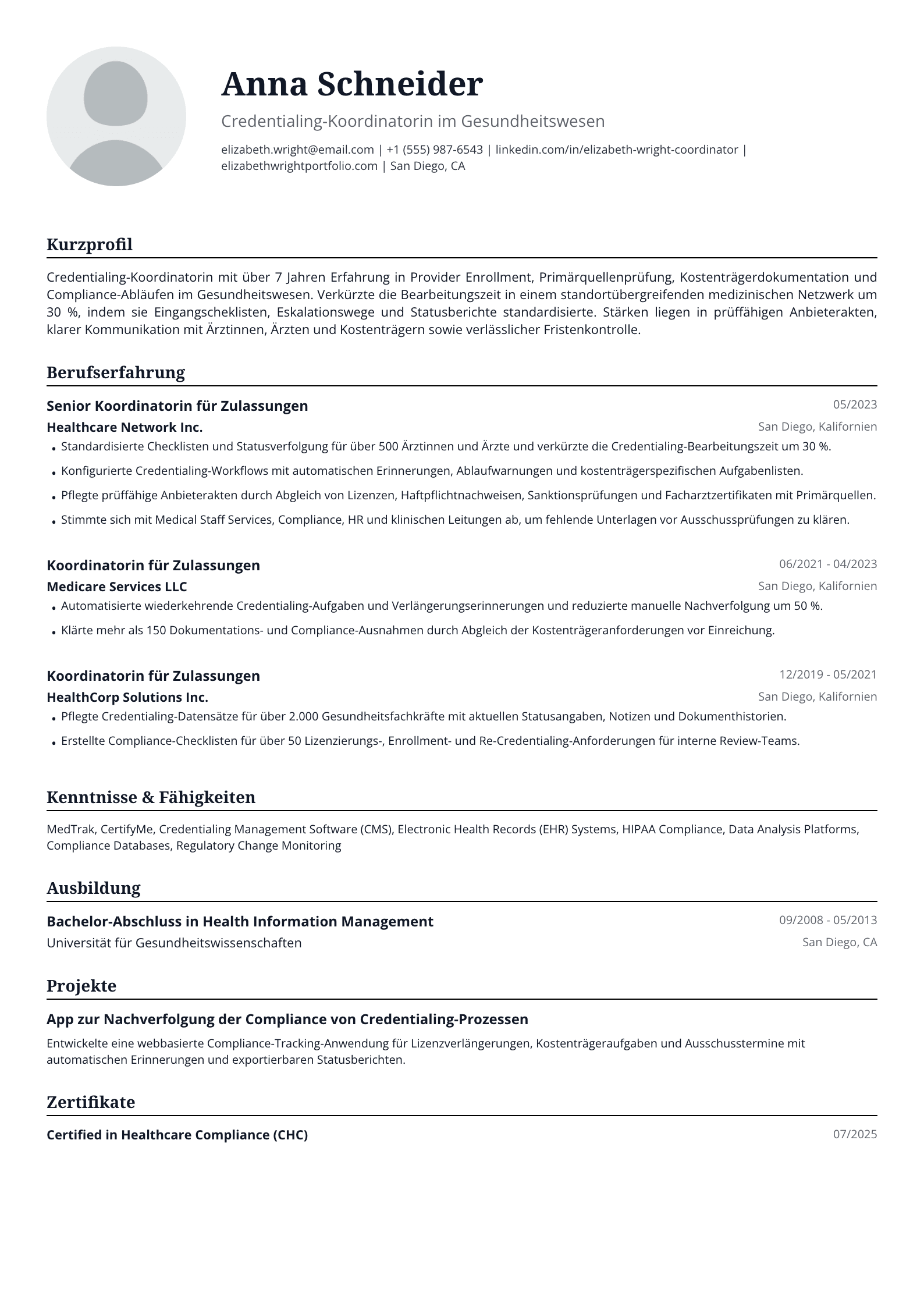 Credentialing-Koordinatorin