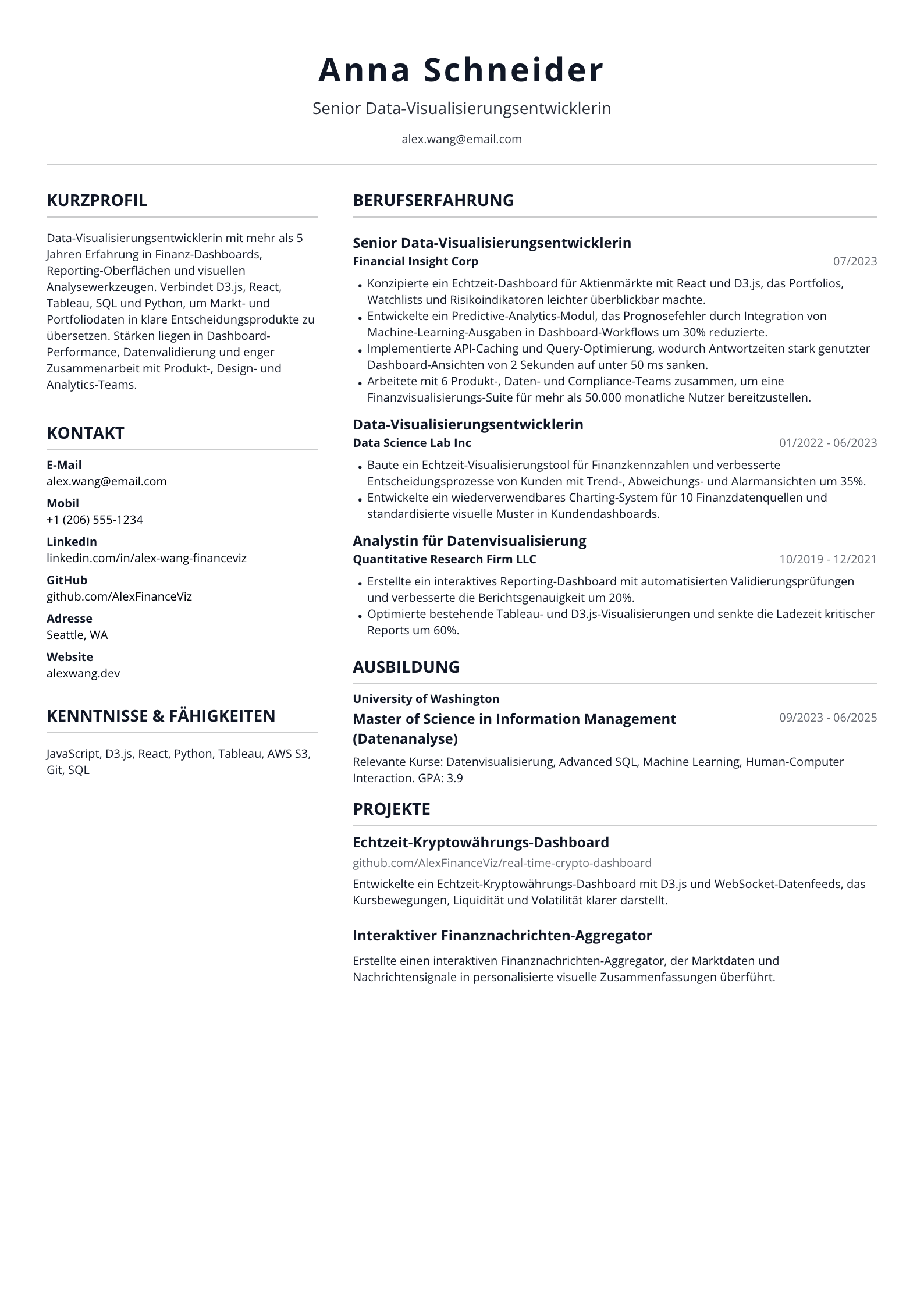 Data-Visualisierungsentwicklerin