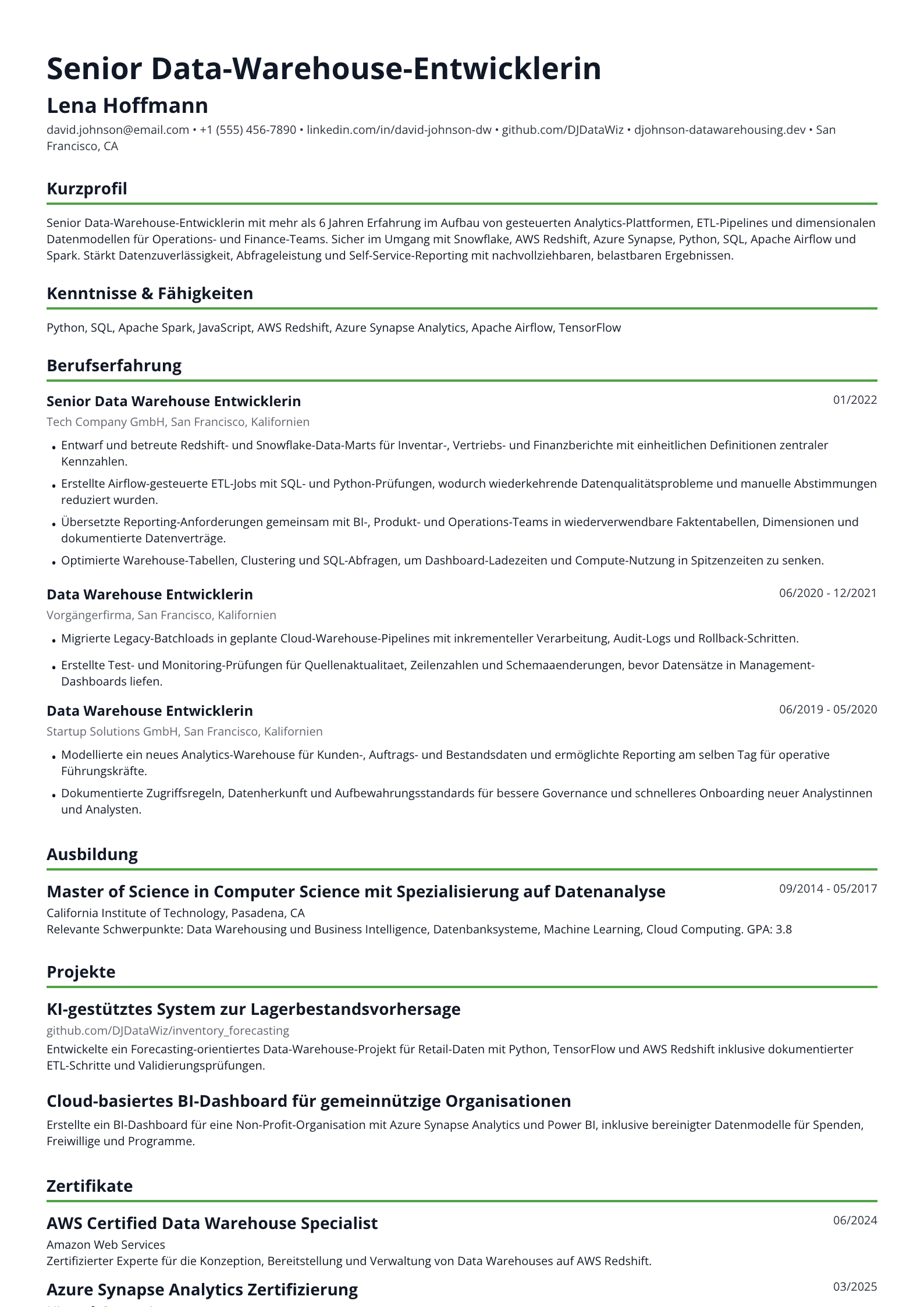Data-Warehouse-Entwicklerin
