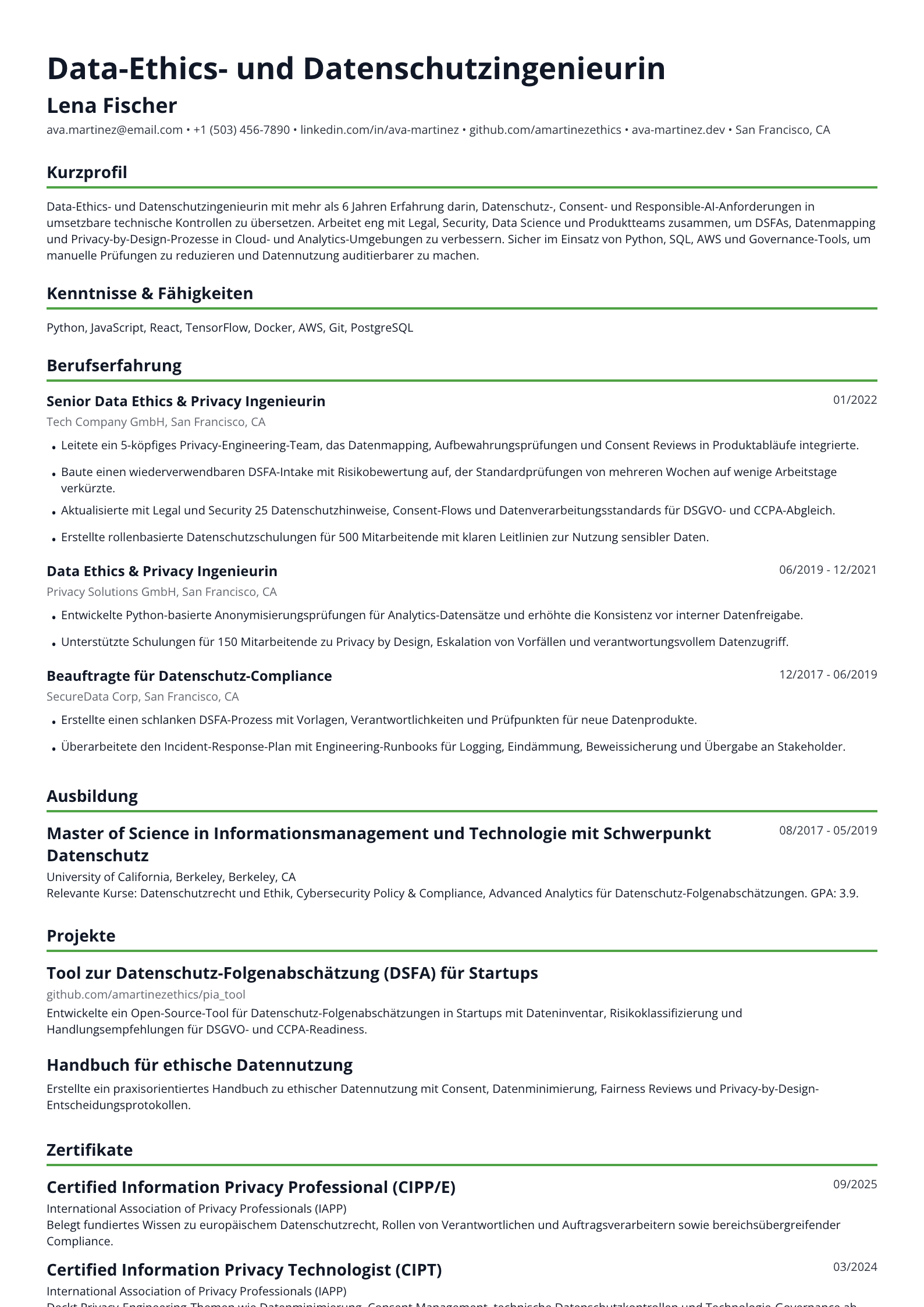 Data-Ethics- und Datenschutzingenieurin