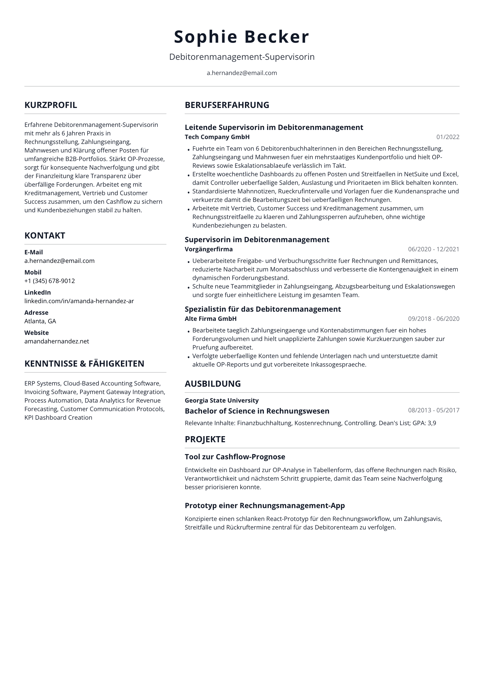 Debitorenmanagement-Supervisorin