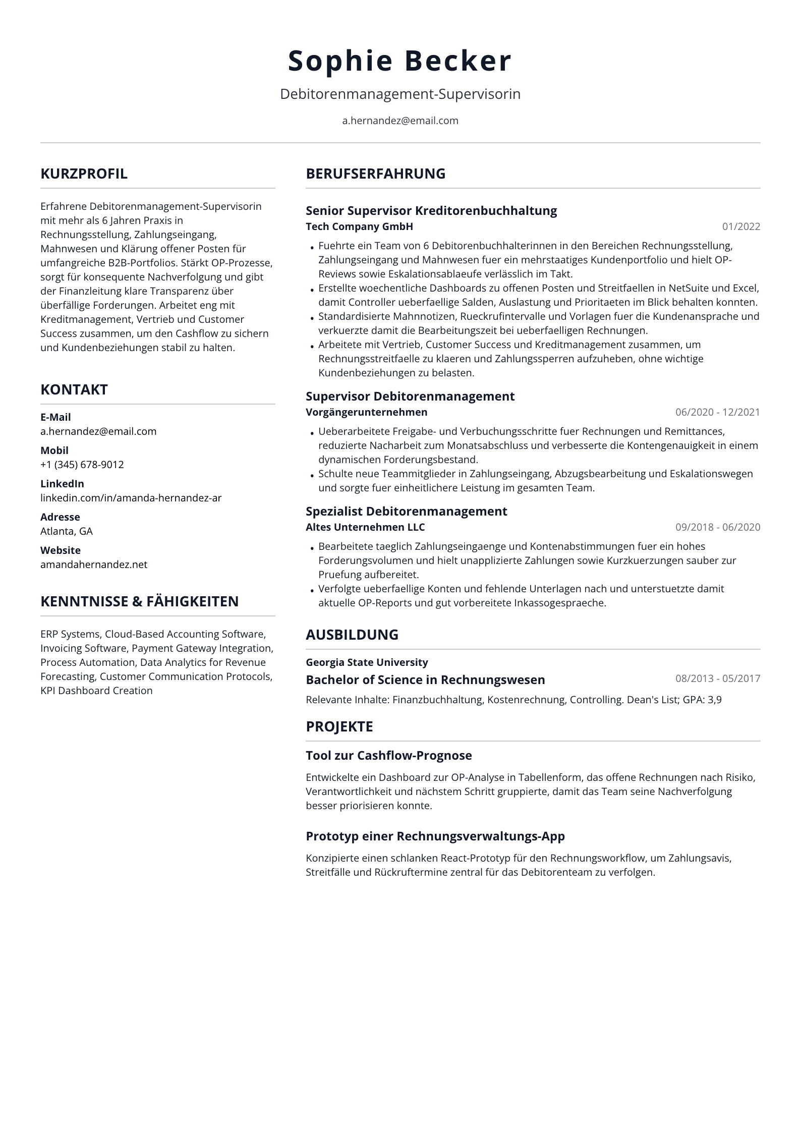 Debitorenmanagement-Supervisorin